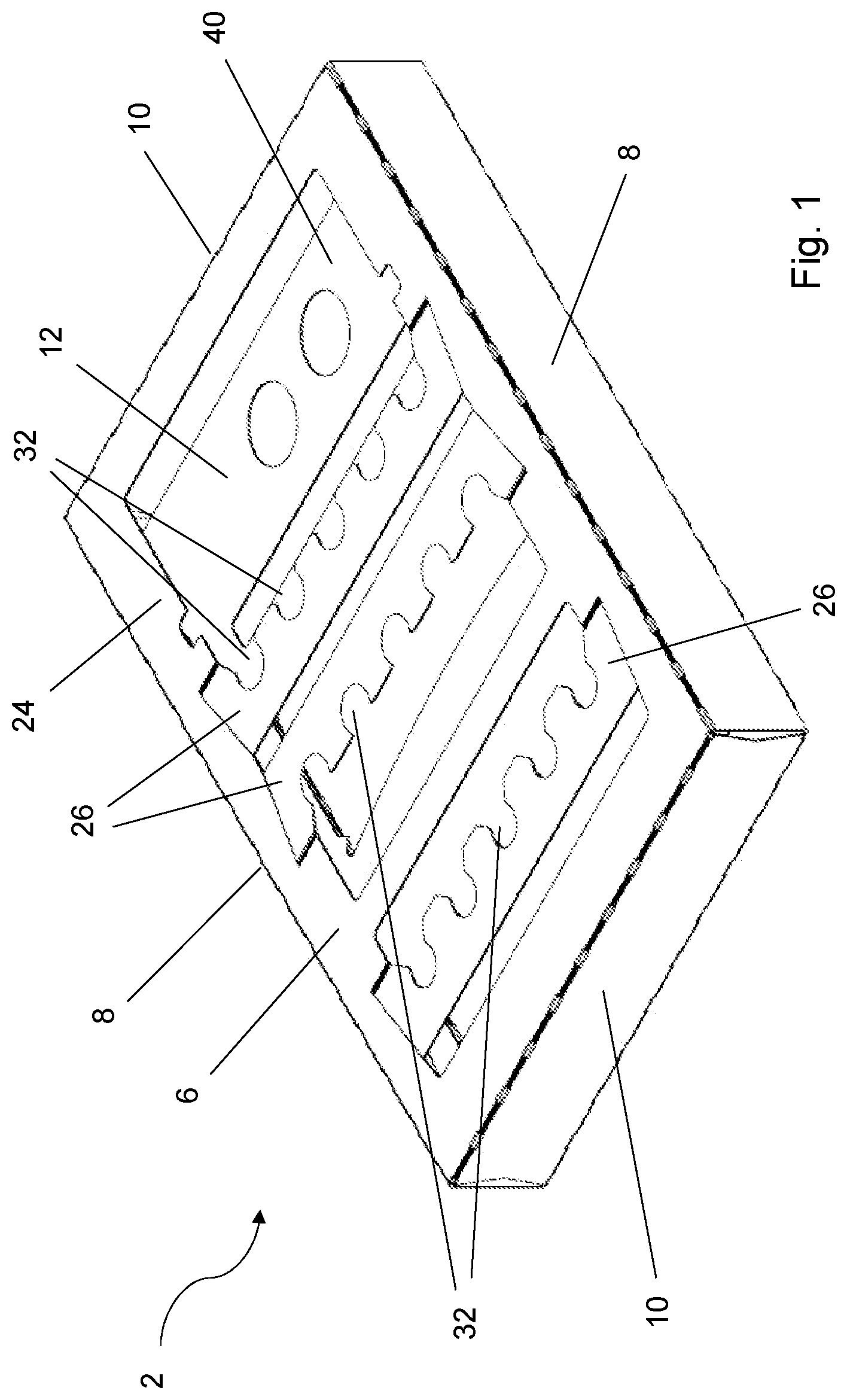 Patent US12365507 Figure 1 – Pack and method for filling a pack