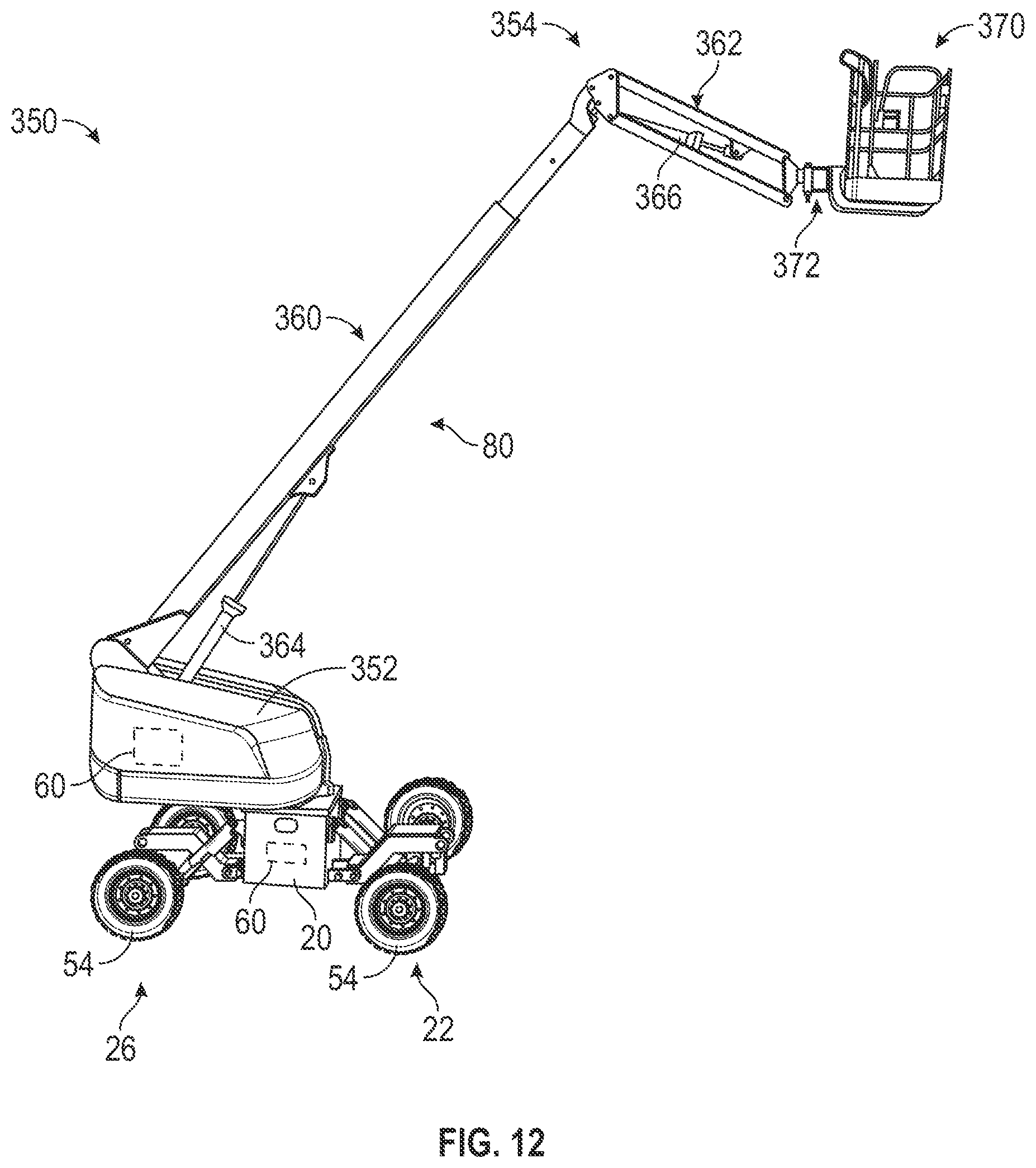 Patent US12365536 Figure 12 – Regeneration control for a refuse vehicle packer system