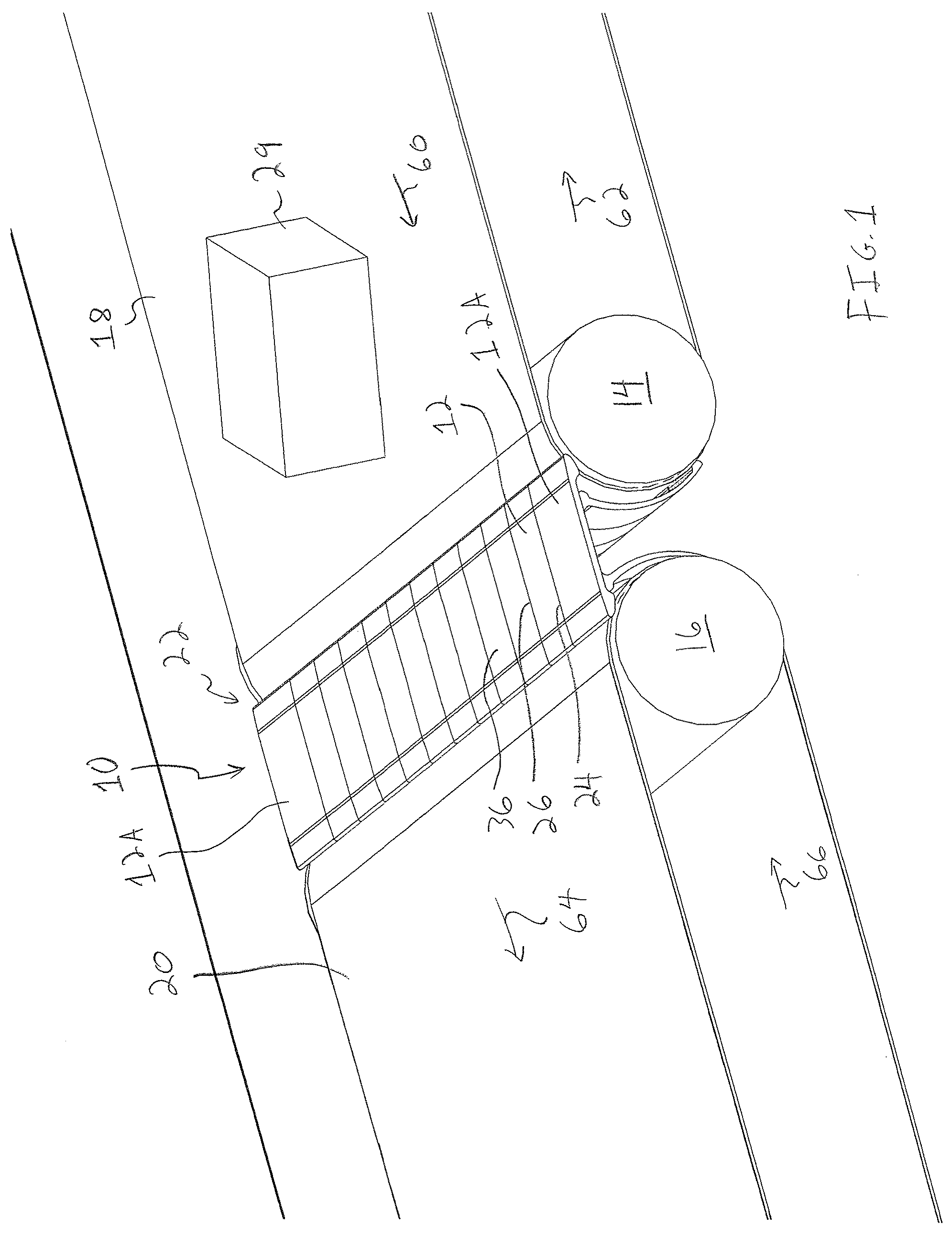 Patent US12365550 — Conveyor transfer guards — Figure 1