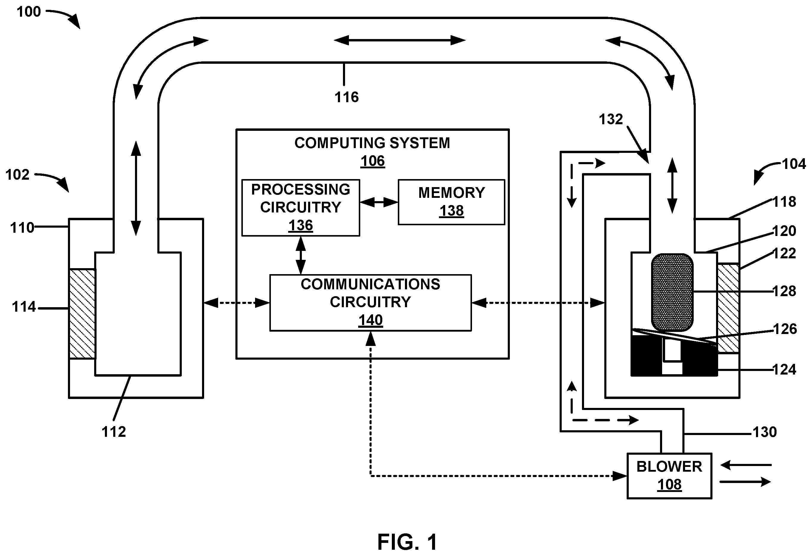 Patent US12365552 — Pneumatic transport system landing device — Figure 1