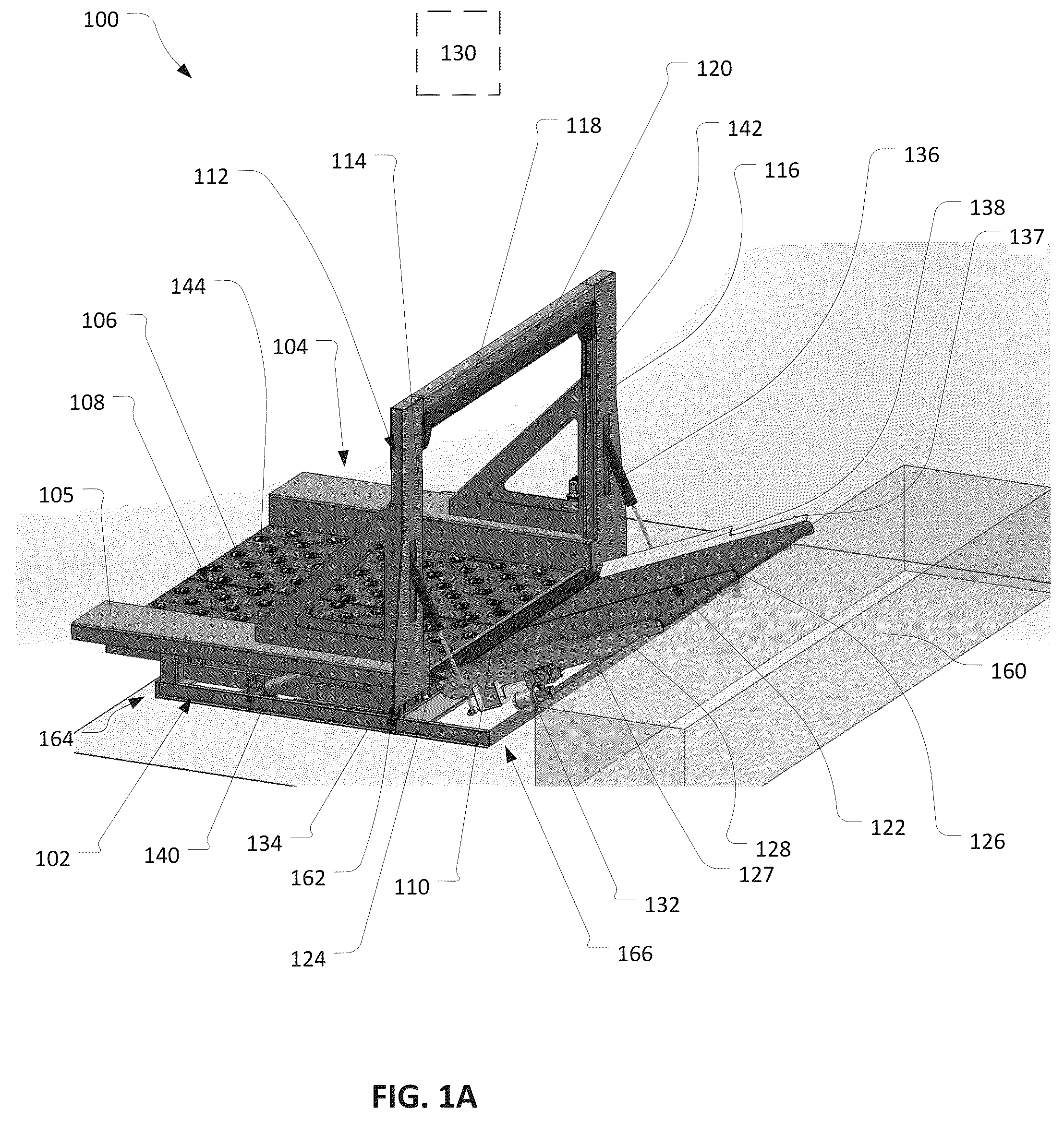Patent US12365553 Figure 1 – Container unloading apparatus and method for controlling the same