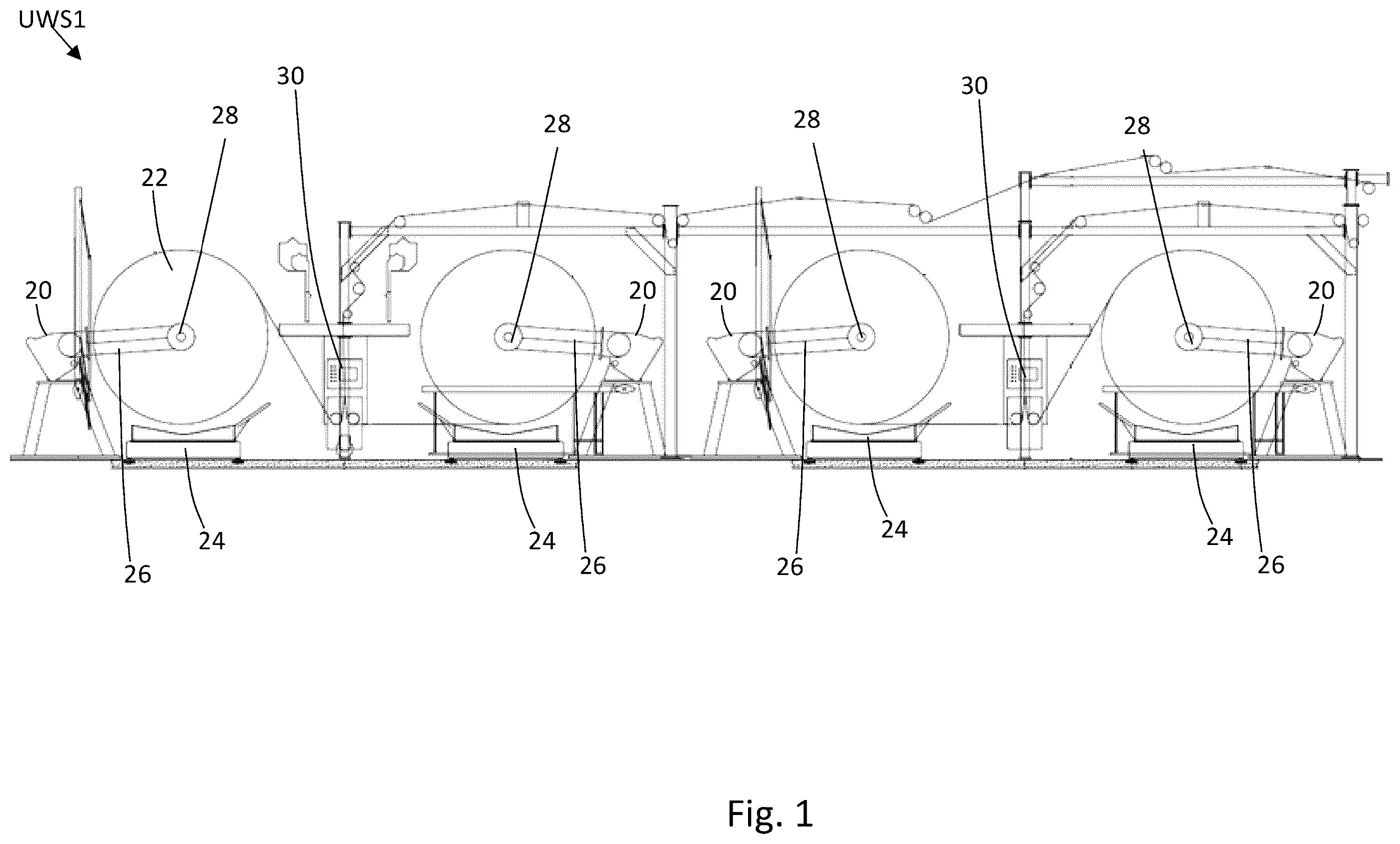 Patent US12365557 — Center drive unwind system — Figure 1