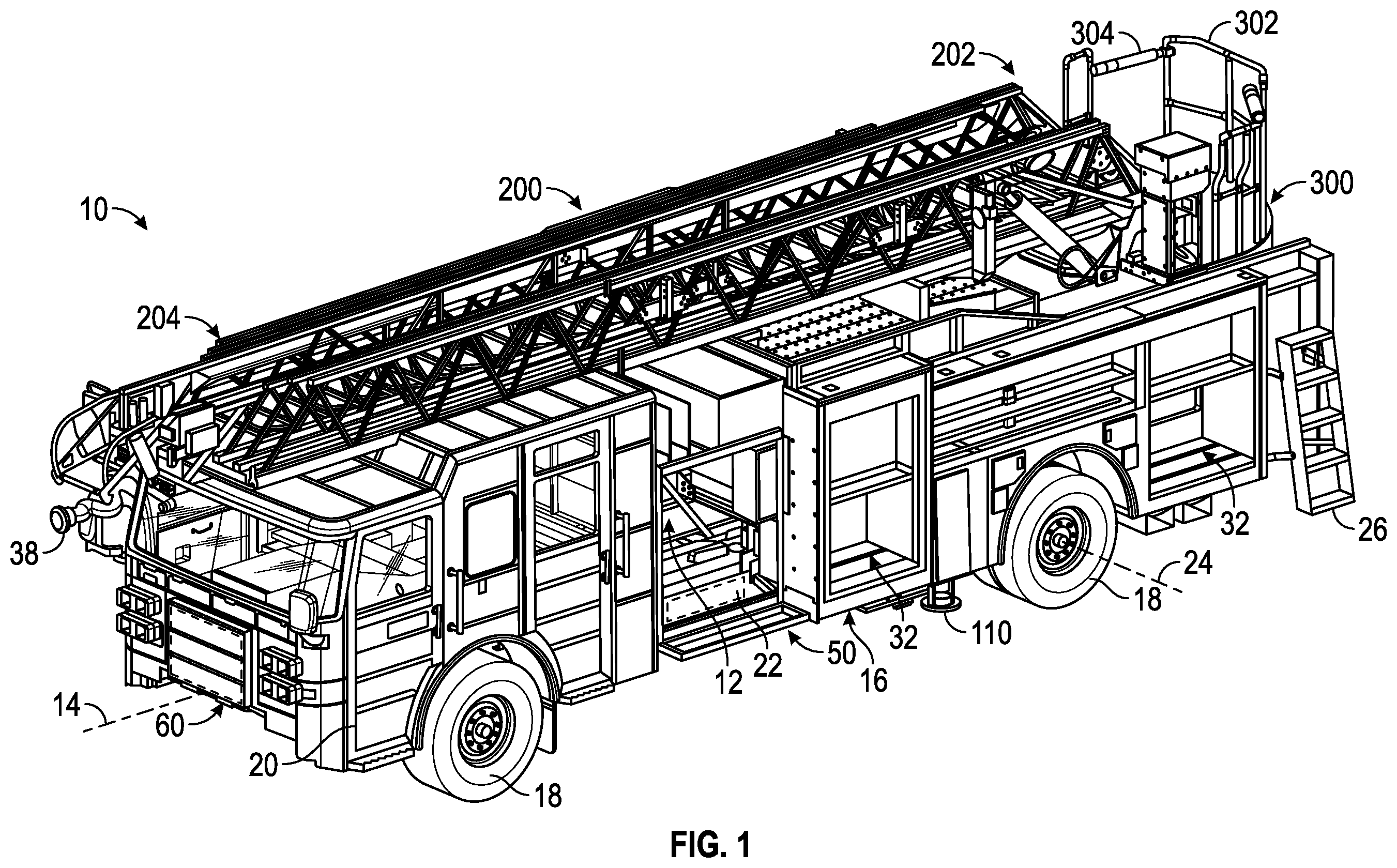 Patent US12365571 — Ladder and turntable assembly for a fire apparatus — Figure 1