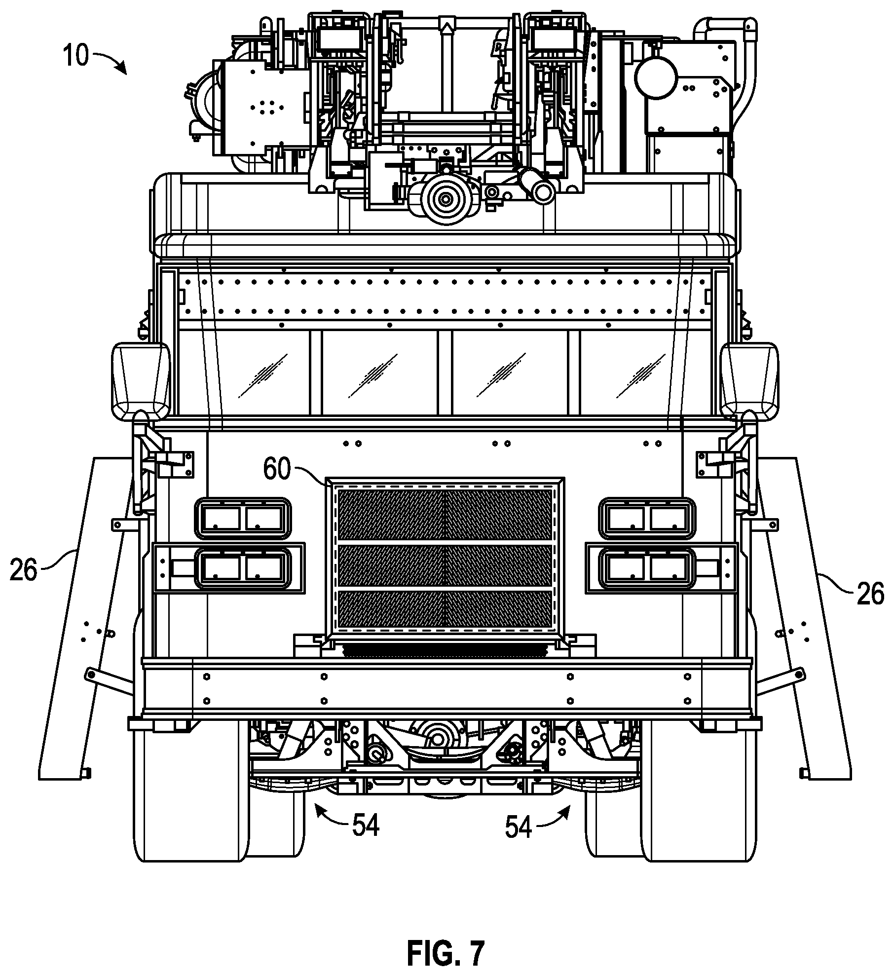 Patent US12365571 Figure 7 – Ladder and turntable assembly for a fire apparatus