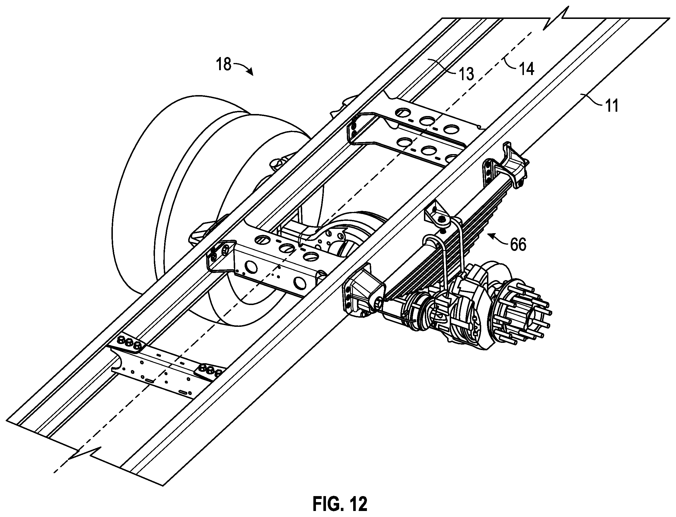 Patent US12365571 Figure 12 – Ladder and turntable assembly for a fire apparatus