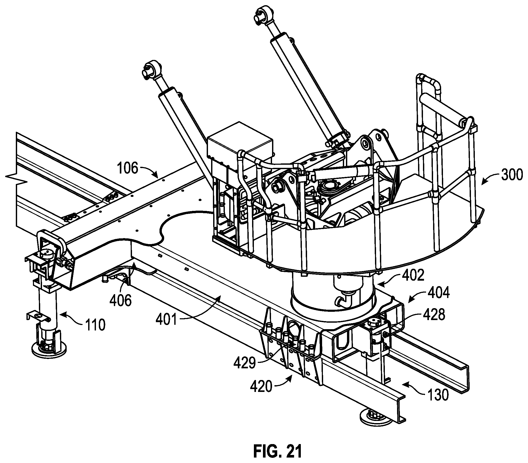 Patent US12365571 Figure 20 – Ladder and turntable assembly for a fire apparatus