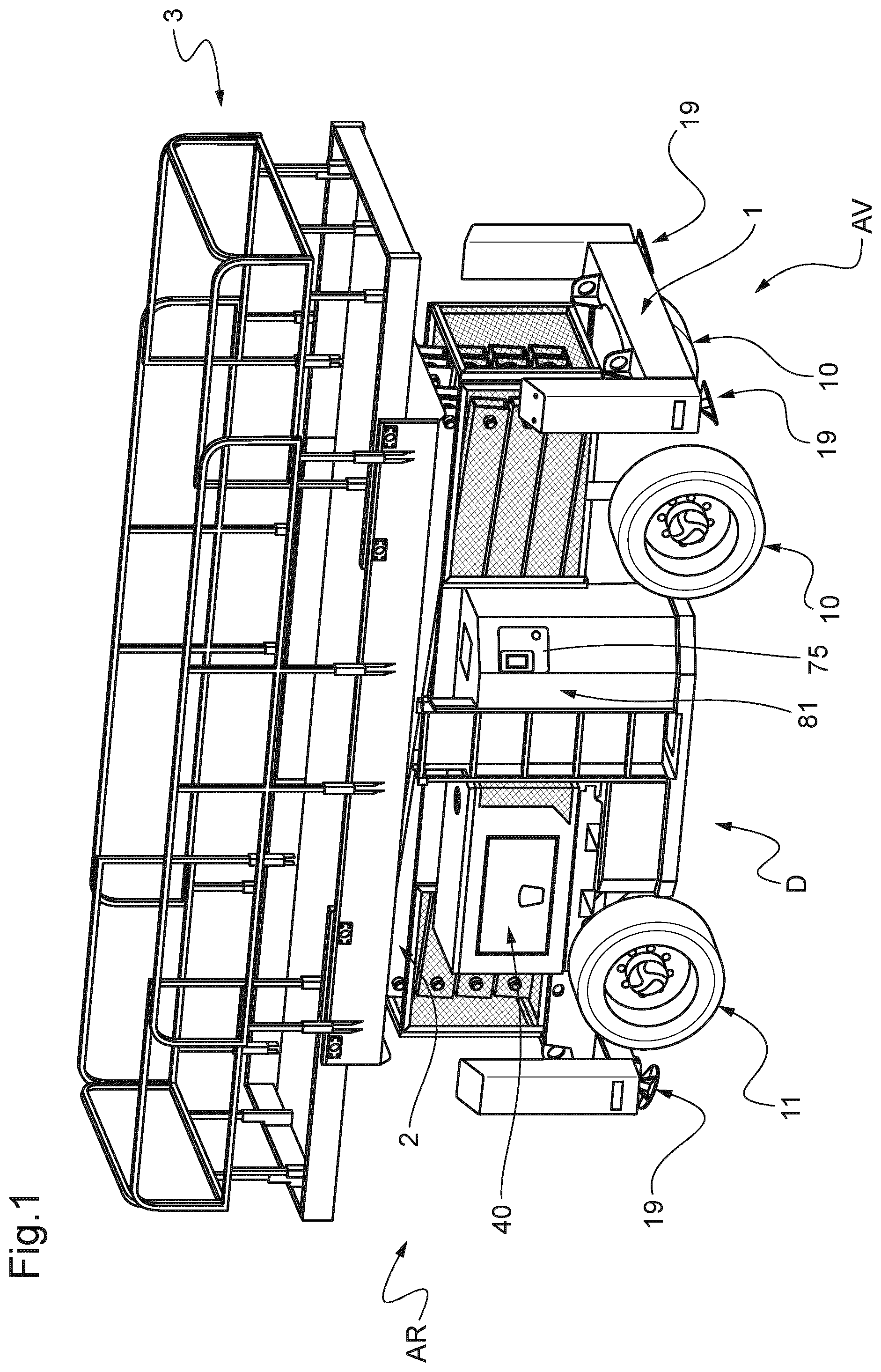 Patent US12365572 — Elevating nacelle suitable for indoor and all-terrain outdoor use — Figure 1
