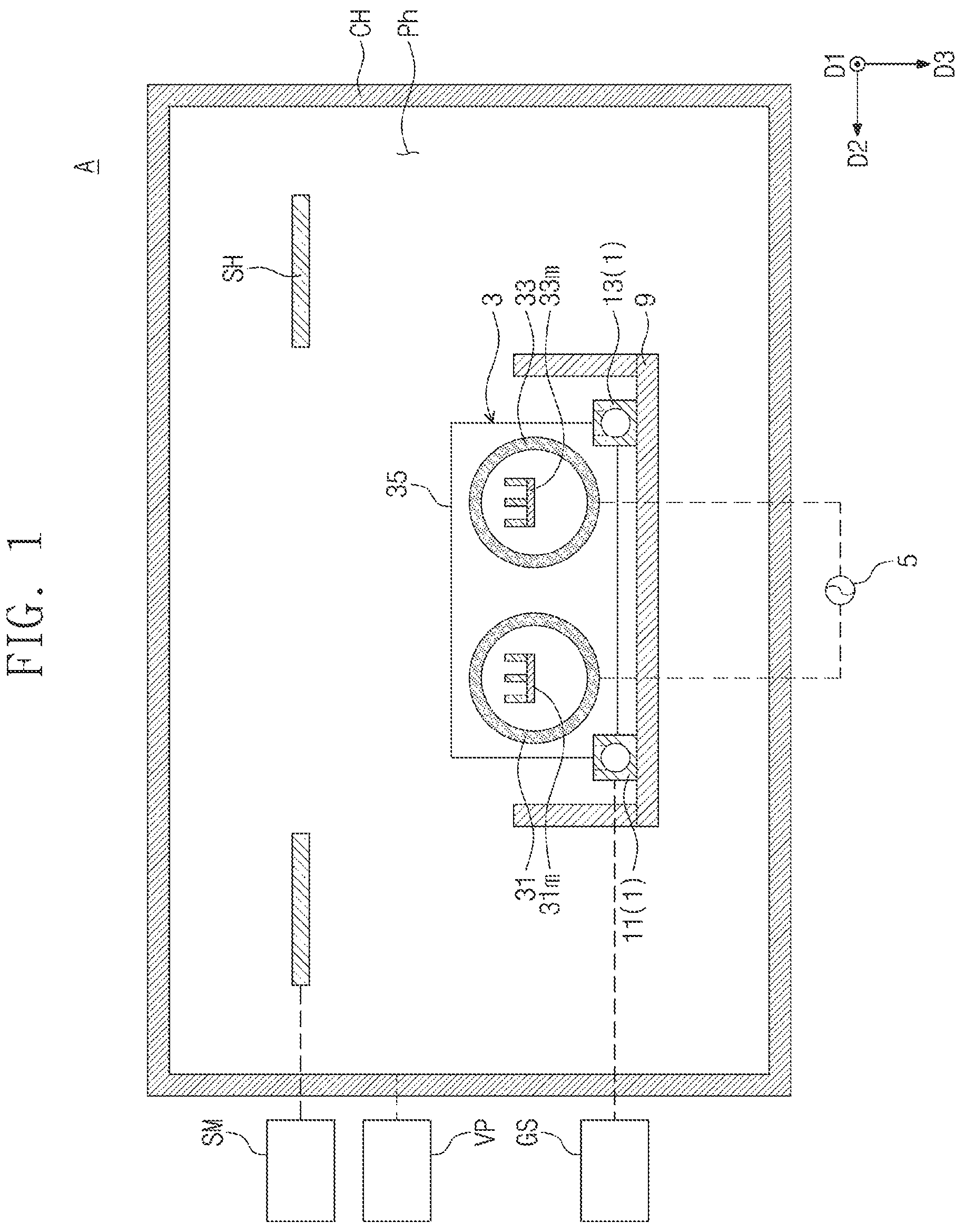 Patent US12365975 — Sputtering apparatus and CVD mask coating method using the same — Figure 1