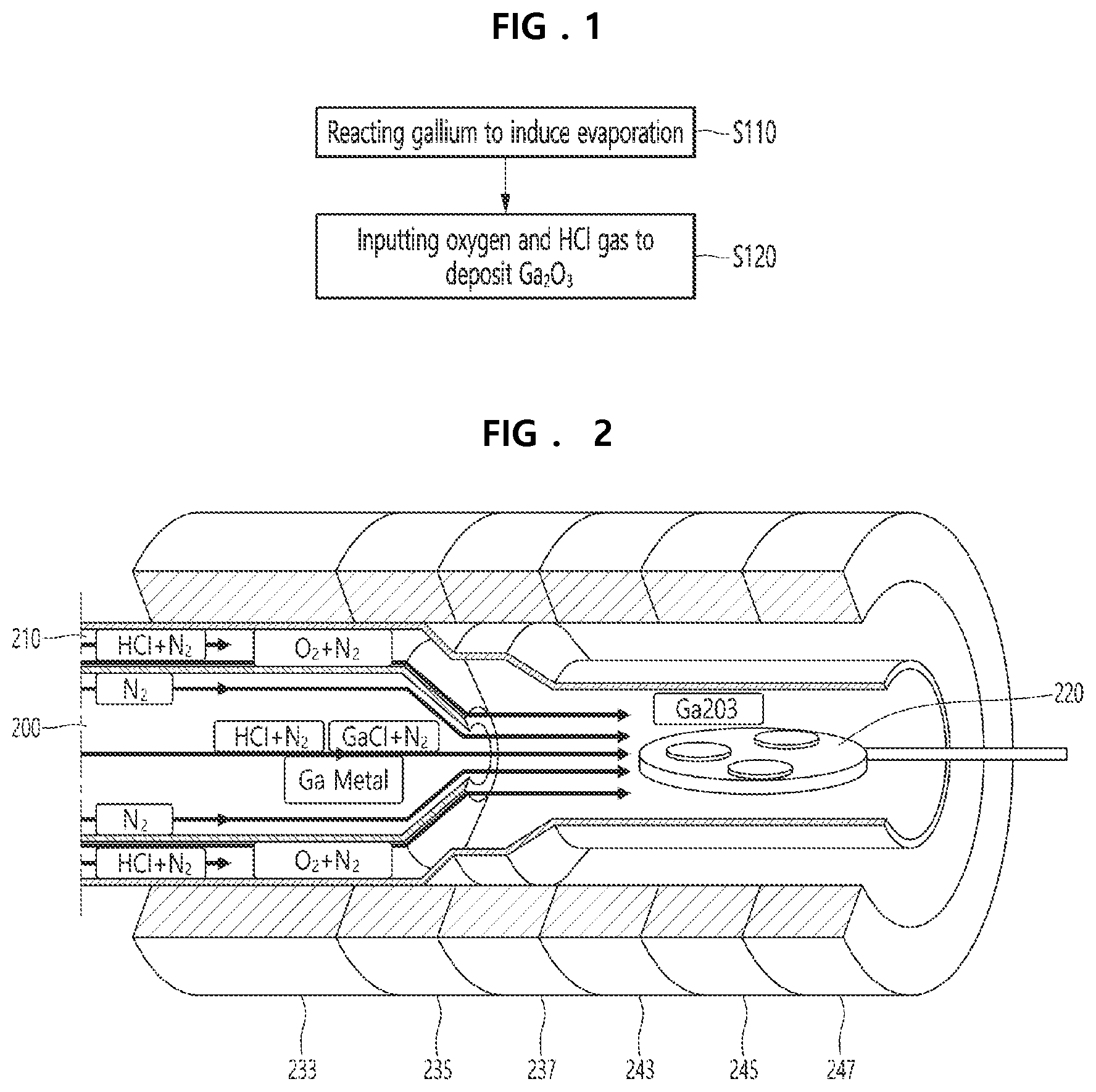 Patent US12366007 — Method of depositing Ga 2 O 3 crystal film according to hydride vapor phase epitaxy by supplying GaCl gas, oxygen, and HCl gas — Figure 1