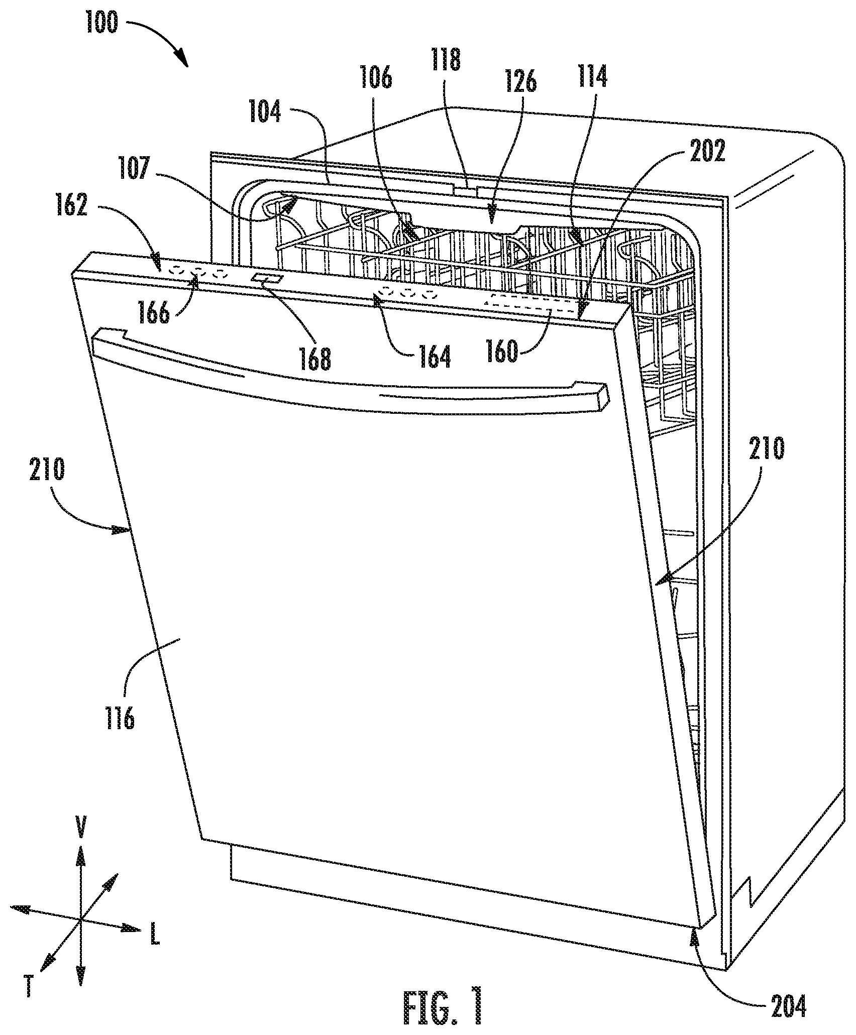 Patent US12366027 — Mounting assembly for a printed circuit board within an appliance control panel — Figure 1