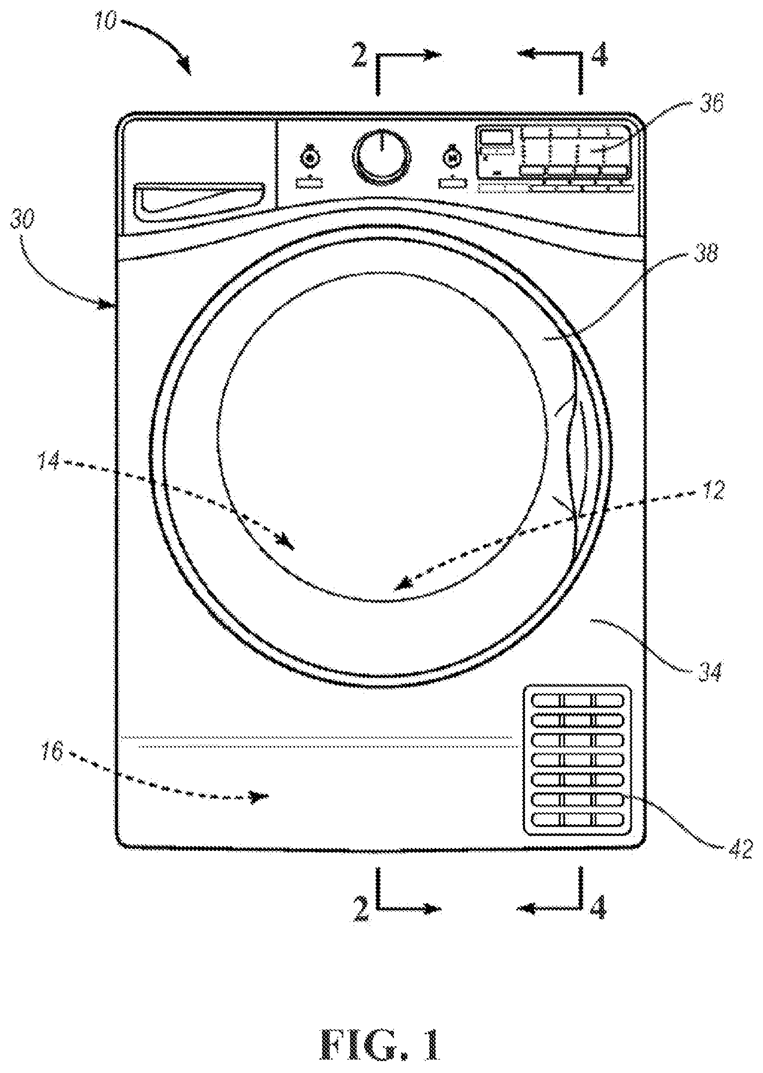 Patent US12366030 Figure 1 – Laundry machine