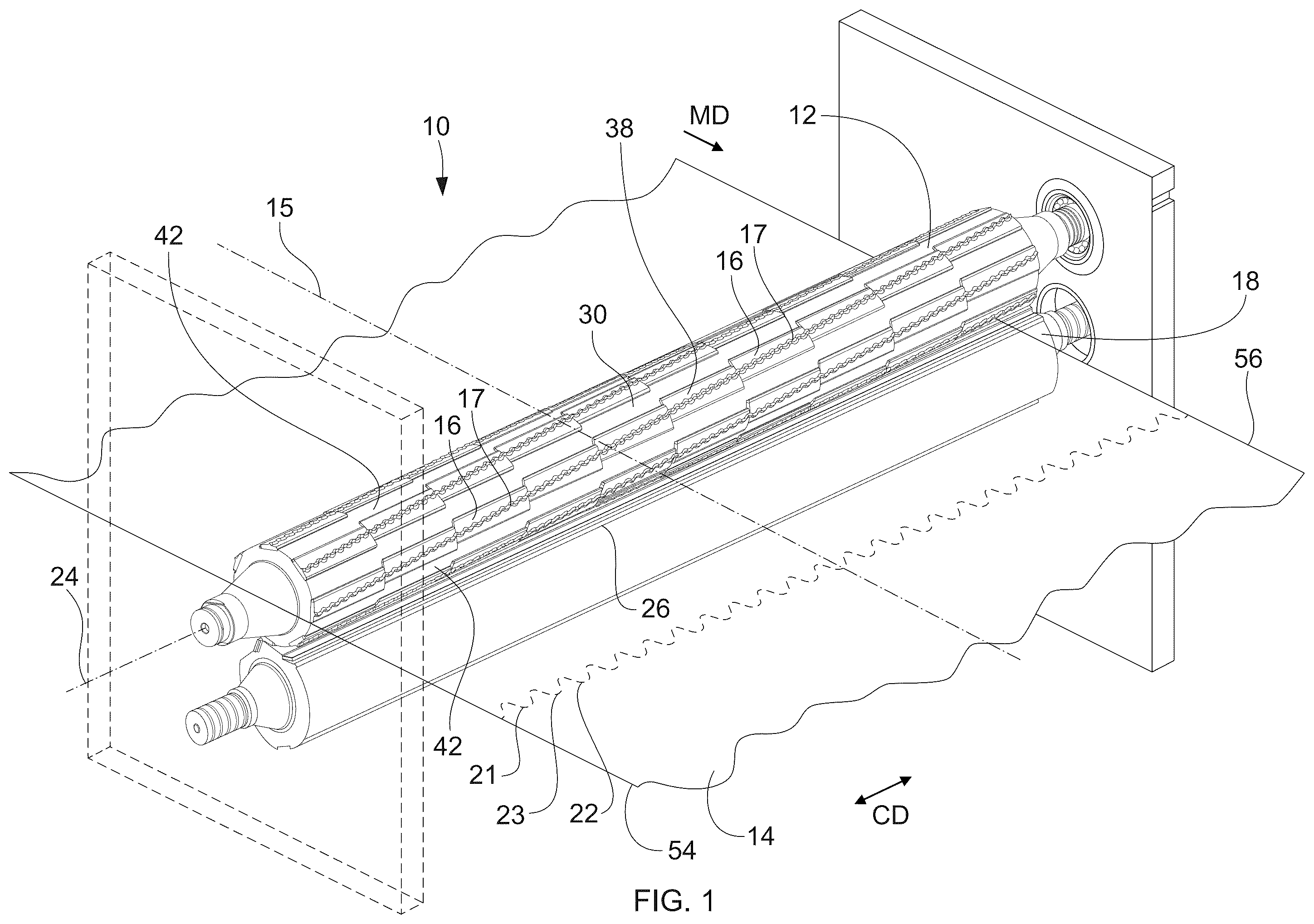 Patent US12366038 — Sanitary tissue product with a shaped line of weakness — Figure 1