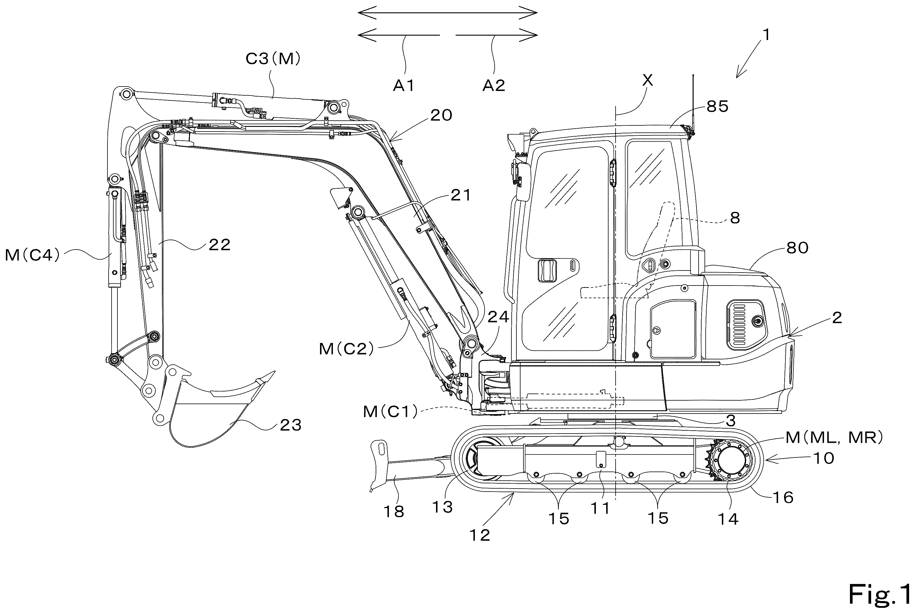 Patent US12366049 — Swivel working machine — Figure 1
