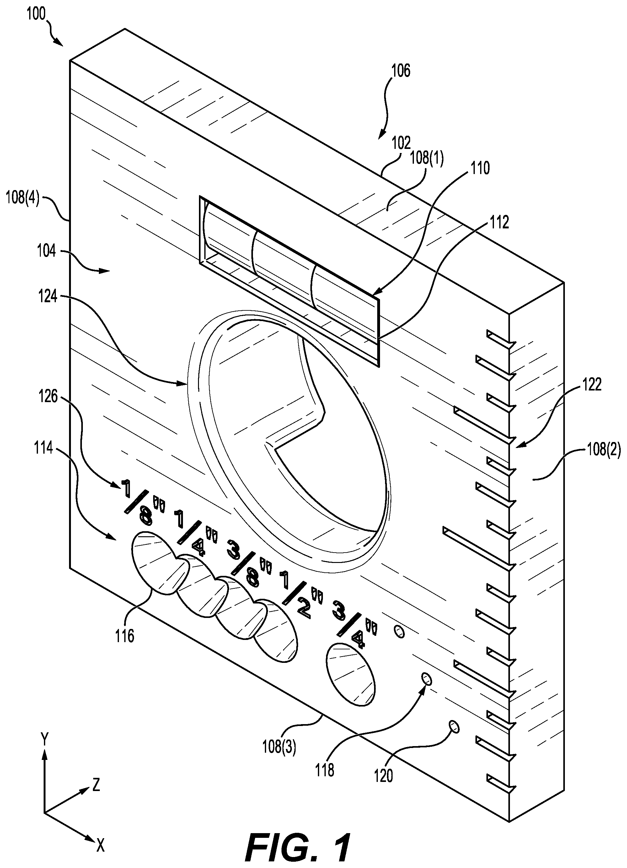 Patent US12366076 Figure 1 – Alignment tool for trim