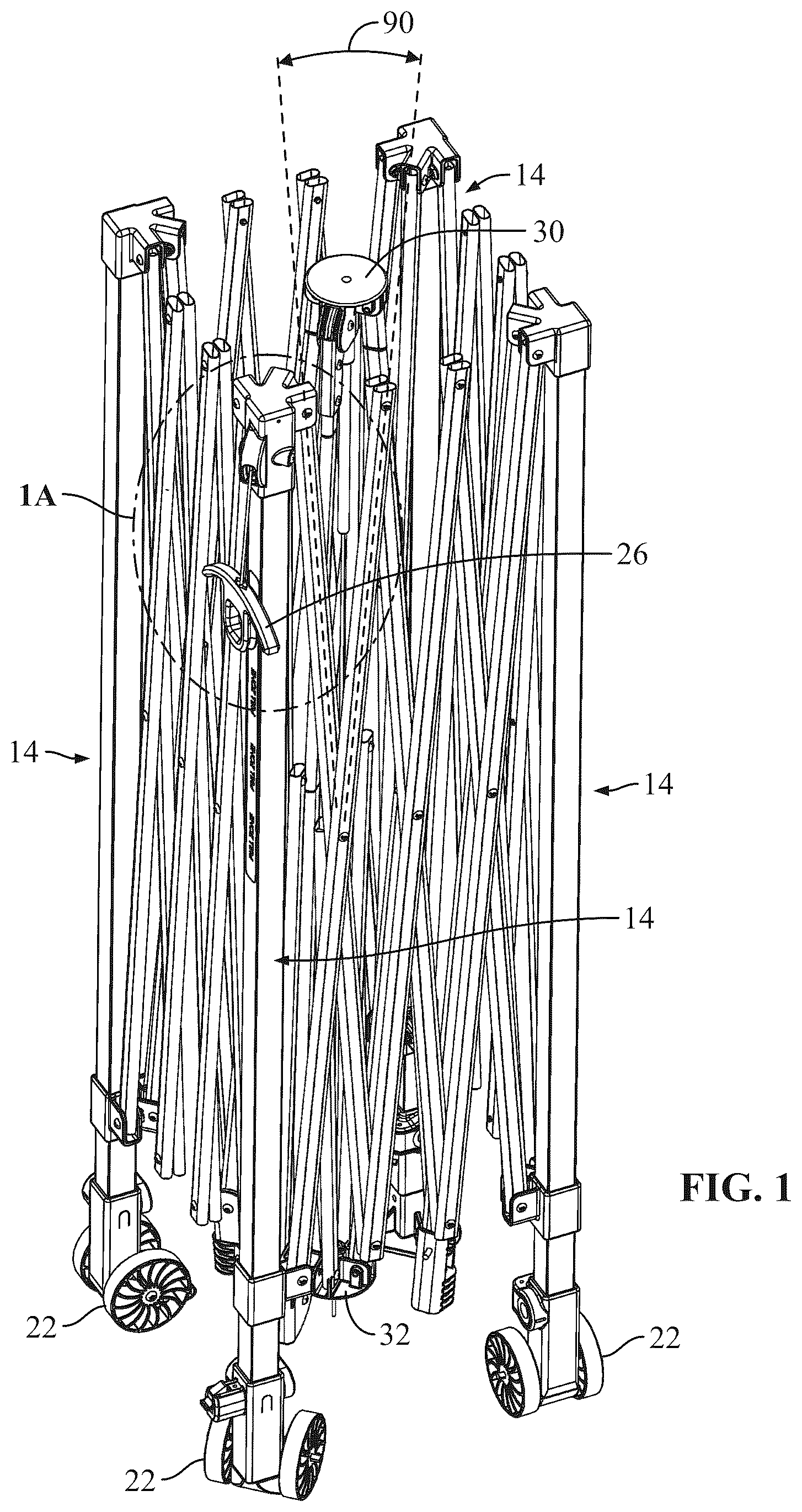 Patent US12366086 — Foldable canopy — Figure 1