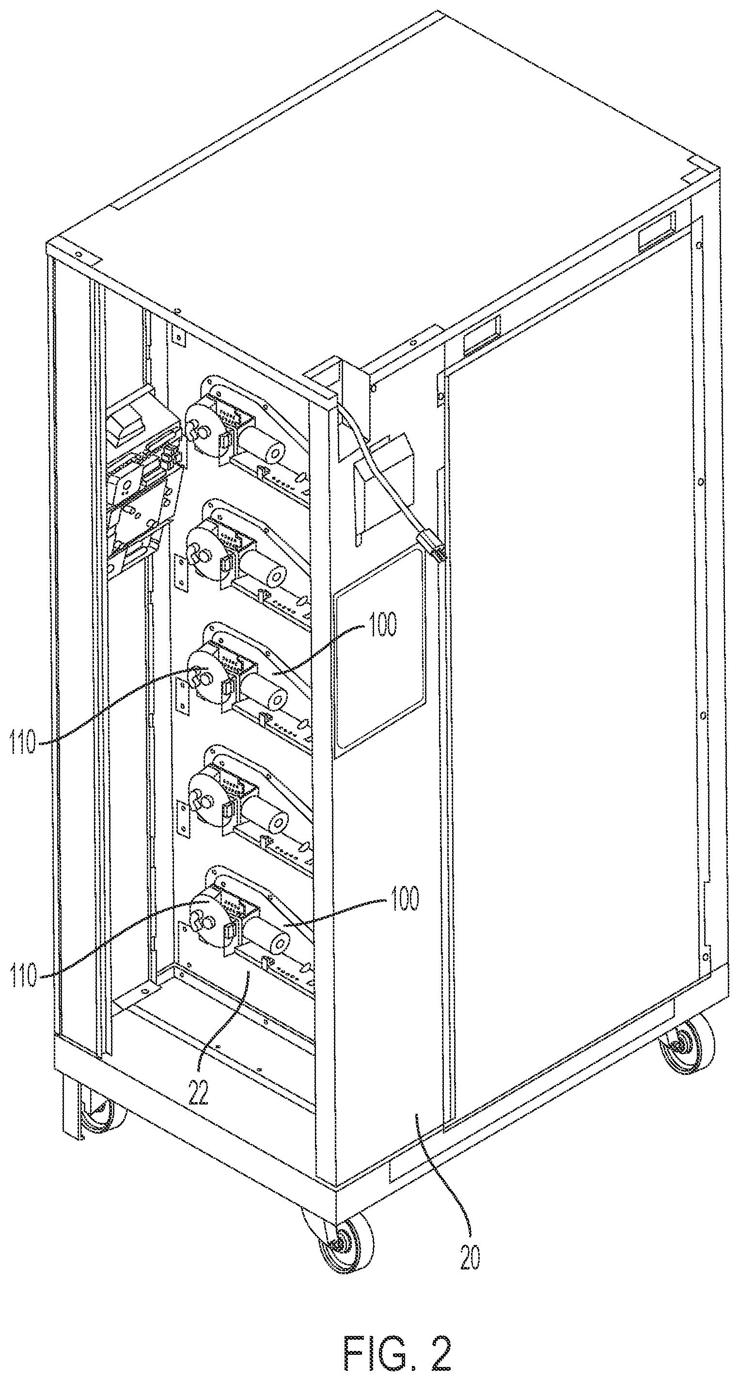 Patent US12366103 Figure 5 – Door movement system for cabinet
