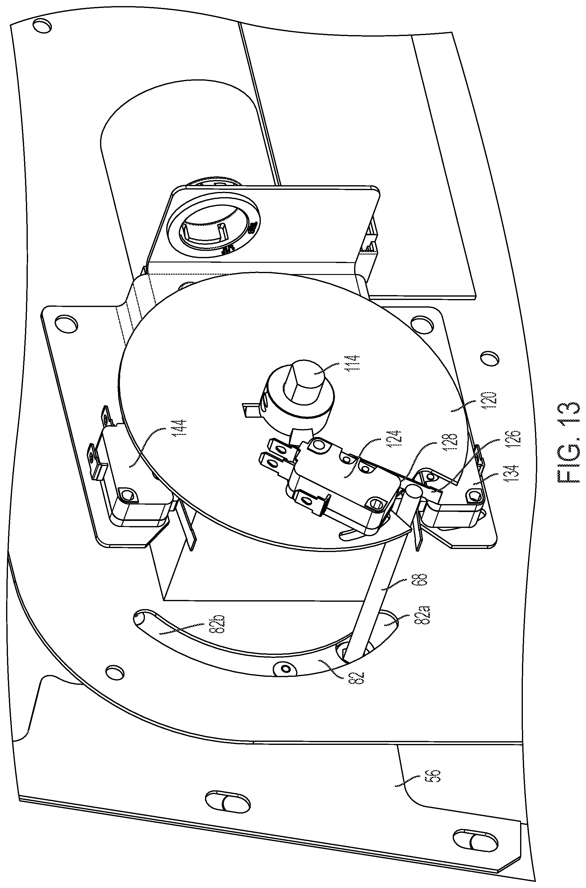 Patent US12366103 Figure 15 – Door movement system for cabinet