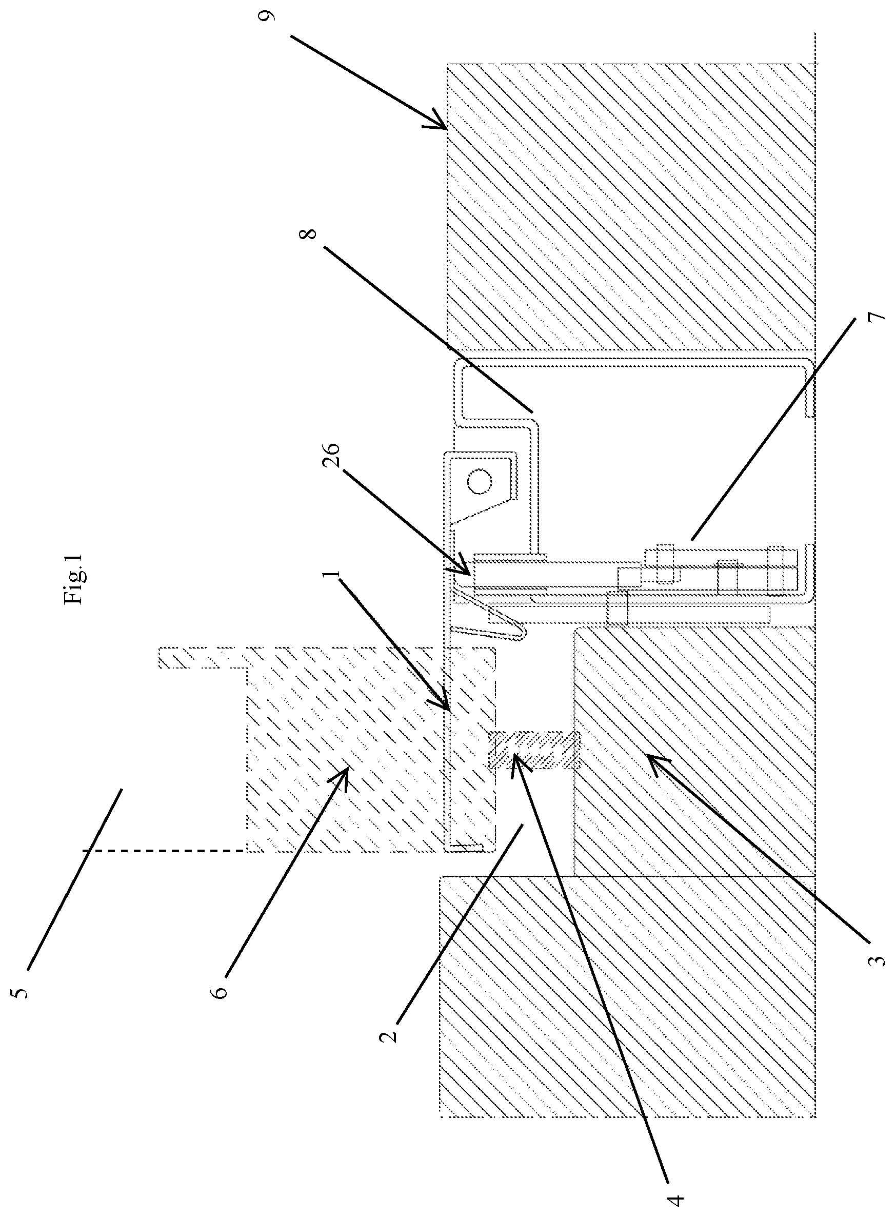 Patent US12366104 — Adaptive threshold for sliding doors — Figure 1