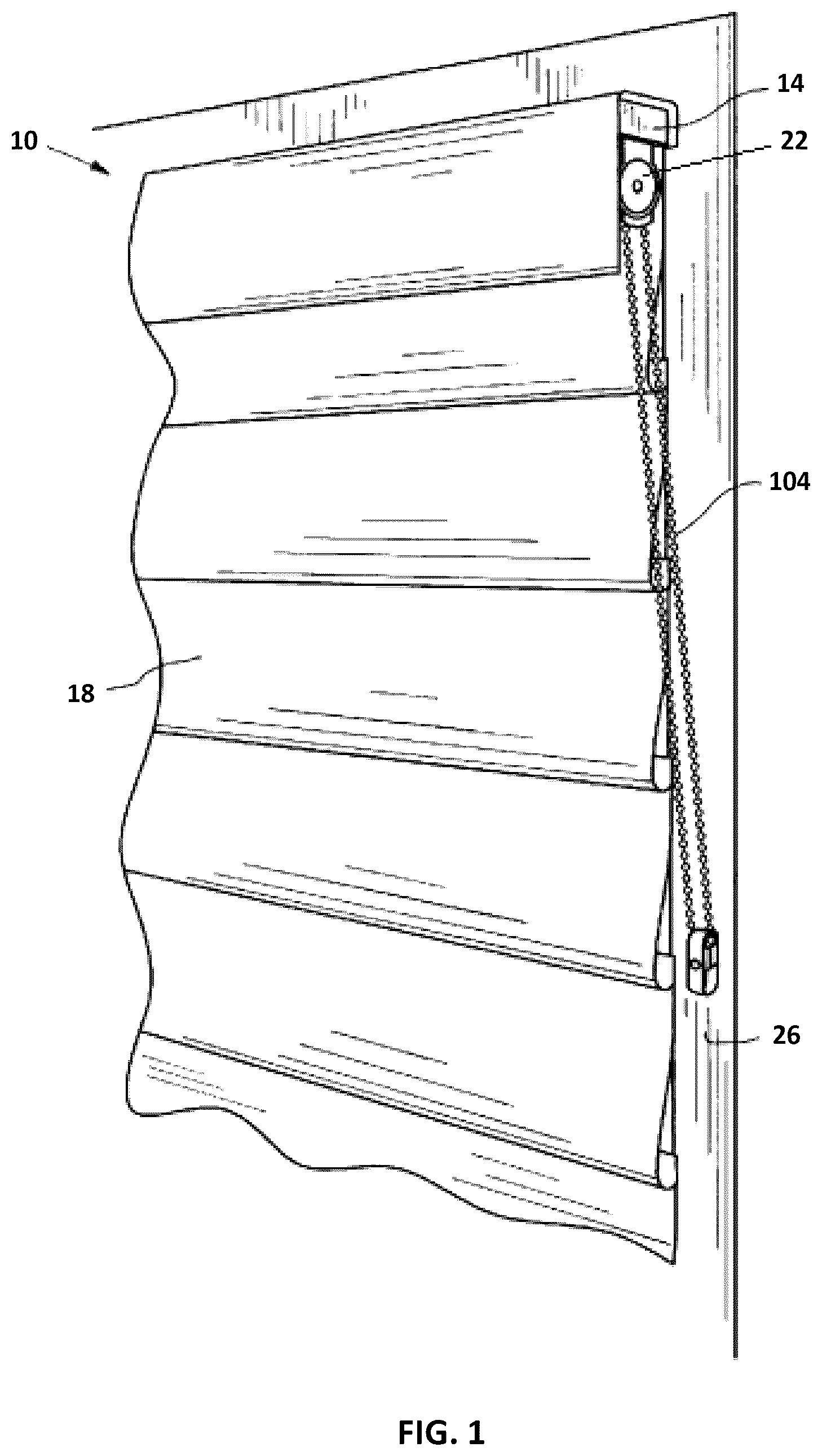 Patent US12366112 — Cord lock actuation assembly for a continuous looped operator — Figure 1