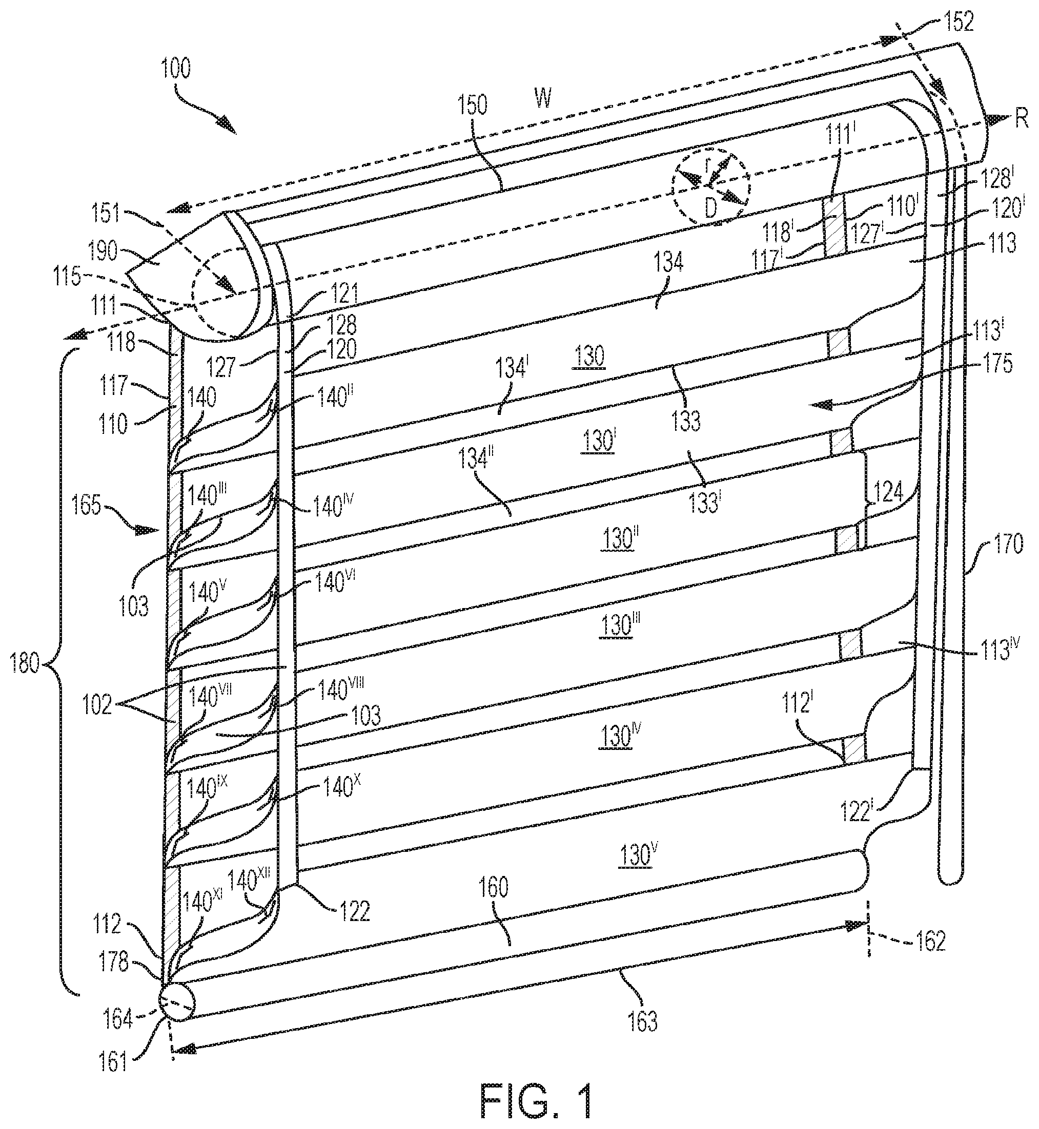 Patent US12366114 — Covering for architectural features, and related systems, methods of operation, and manufacture — Figure 1