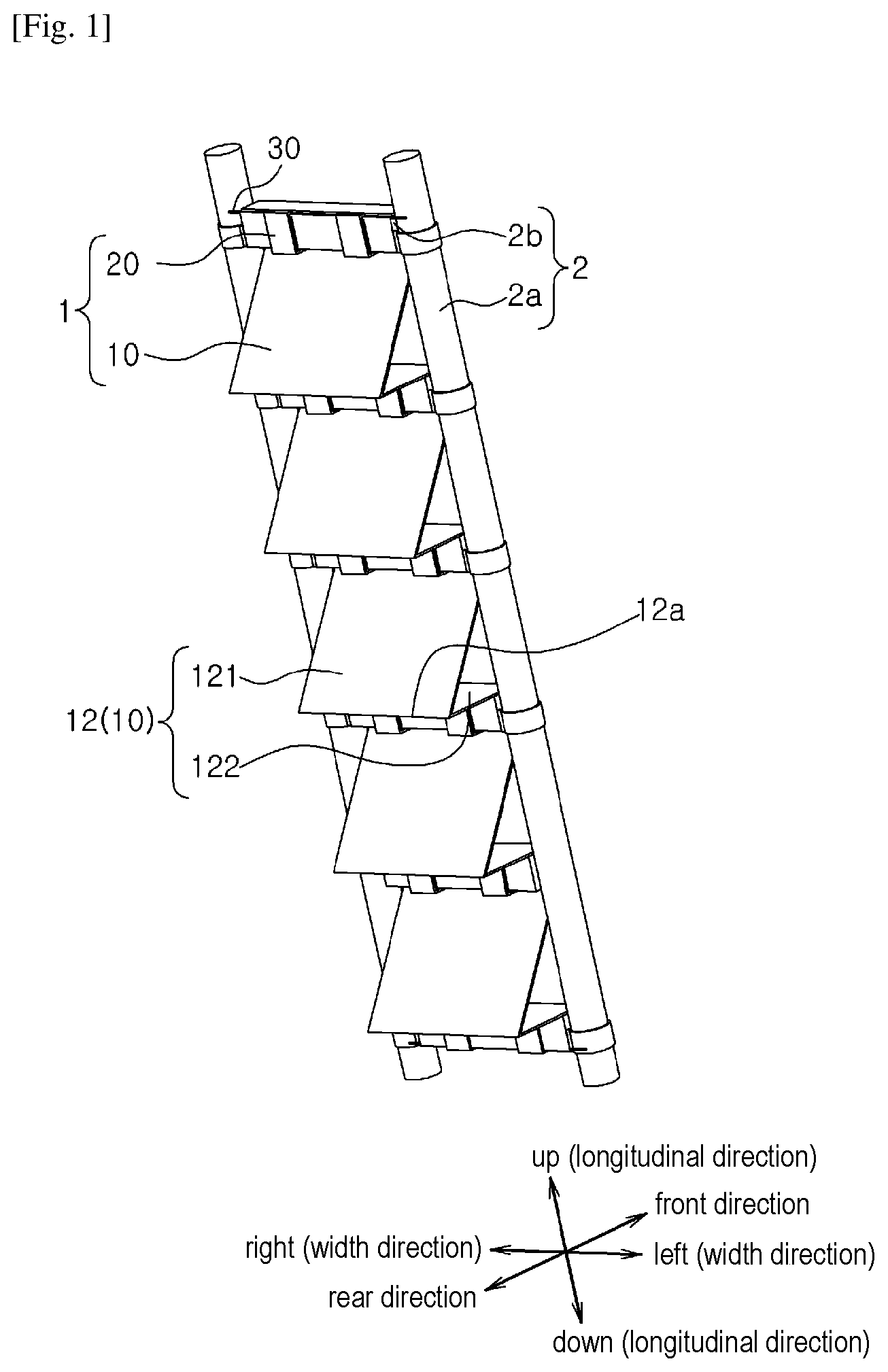 Patent US12366117 — Safety device for ladder — Figure 1