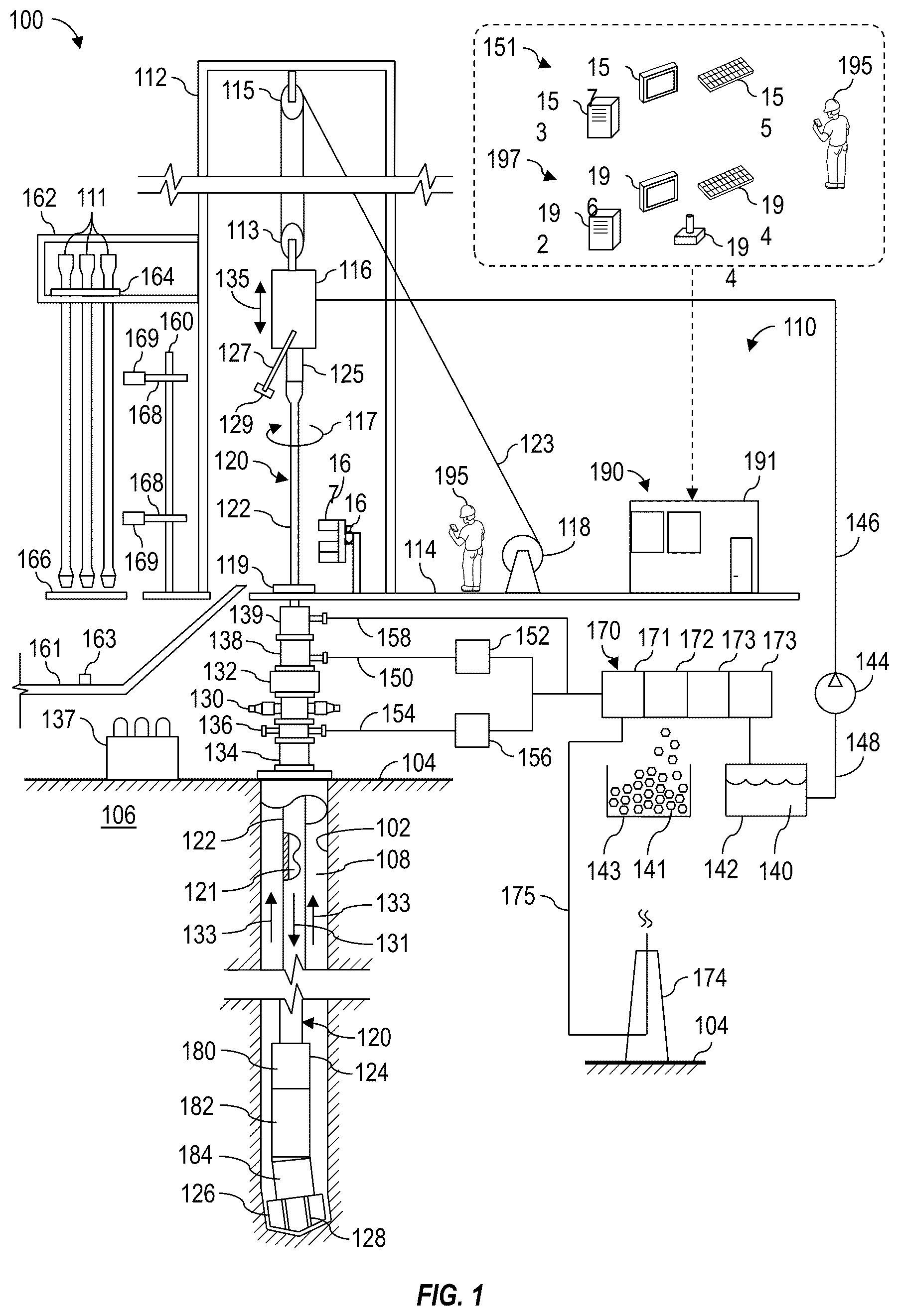 Patent US12366130 — Communicating with blowout preventer control system — Figure 1