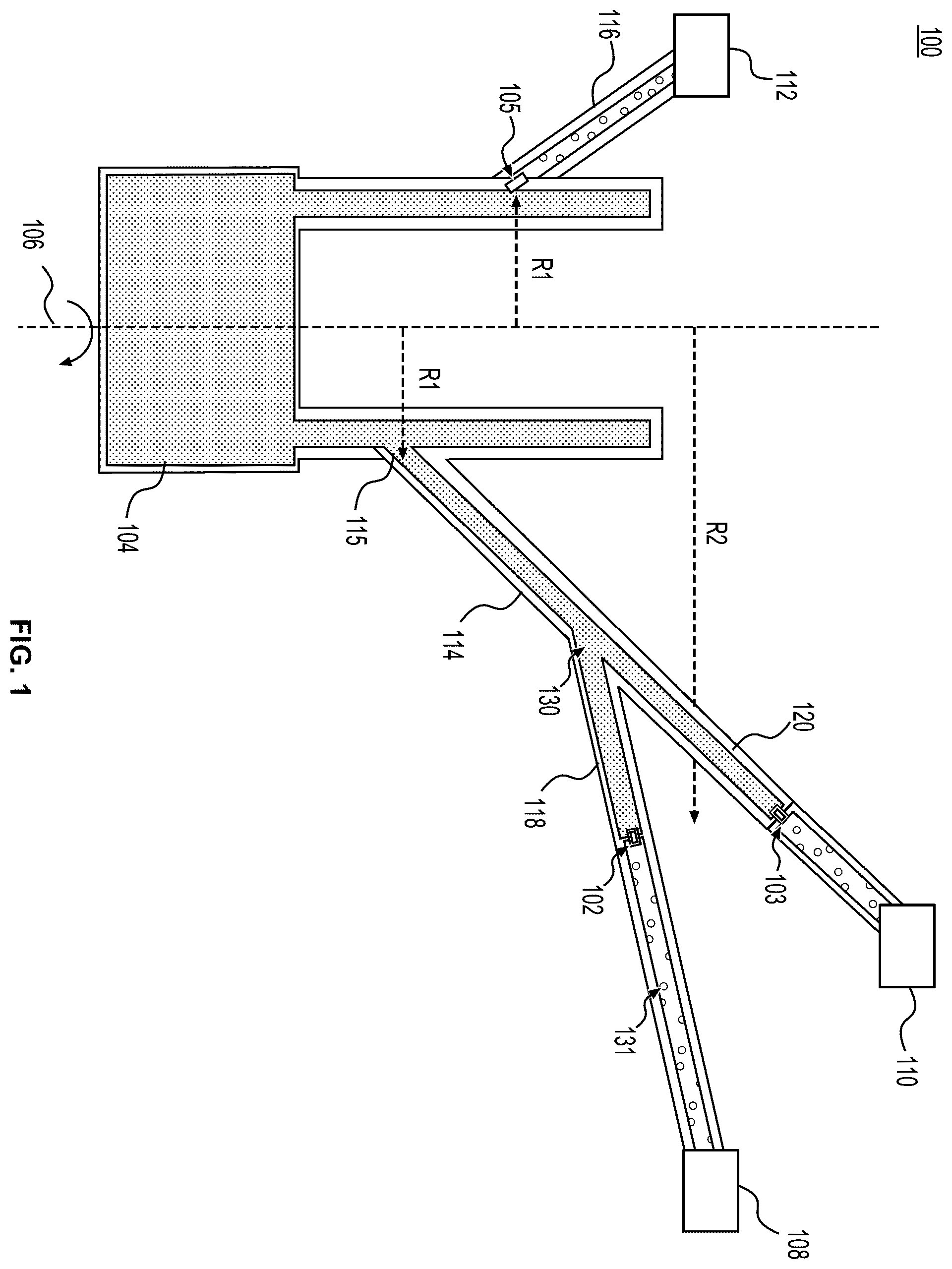 Patent US12366184 — Systems and methods for distributing fluid in a rotating chamber — Figure 1