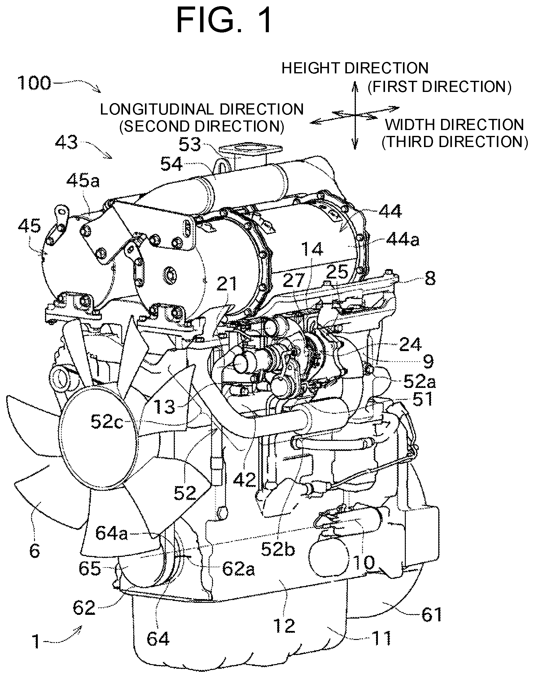 Patent US12366195 — Turbocharged engine arrangement — Figure 1