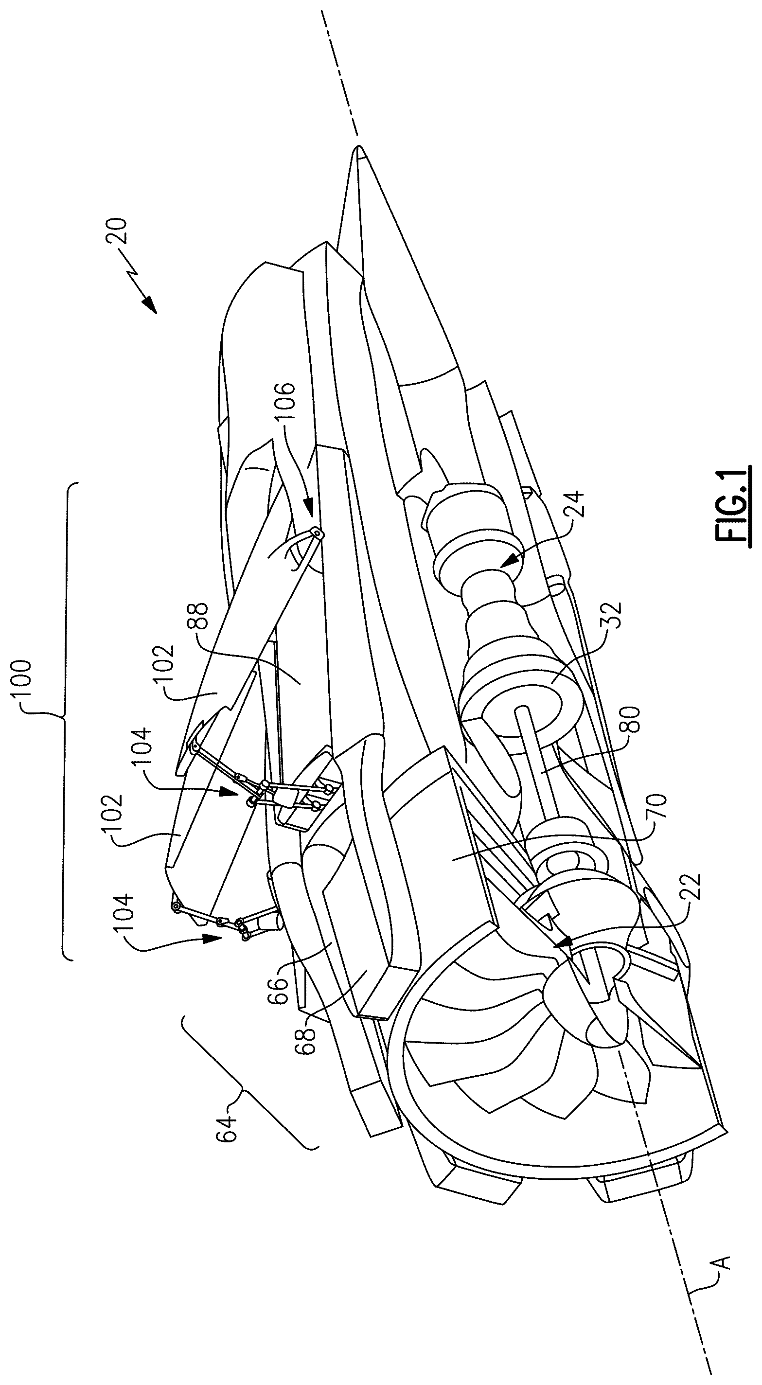 Patent US12366216 — Thrust reverser in condenser exit duct — Figure 1