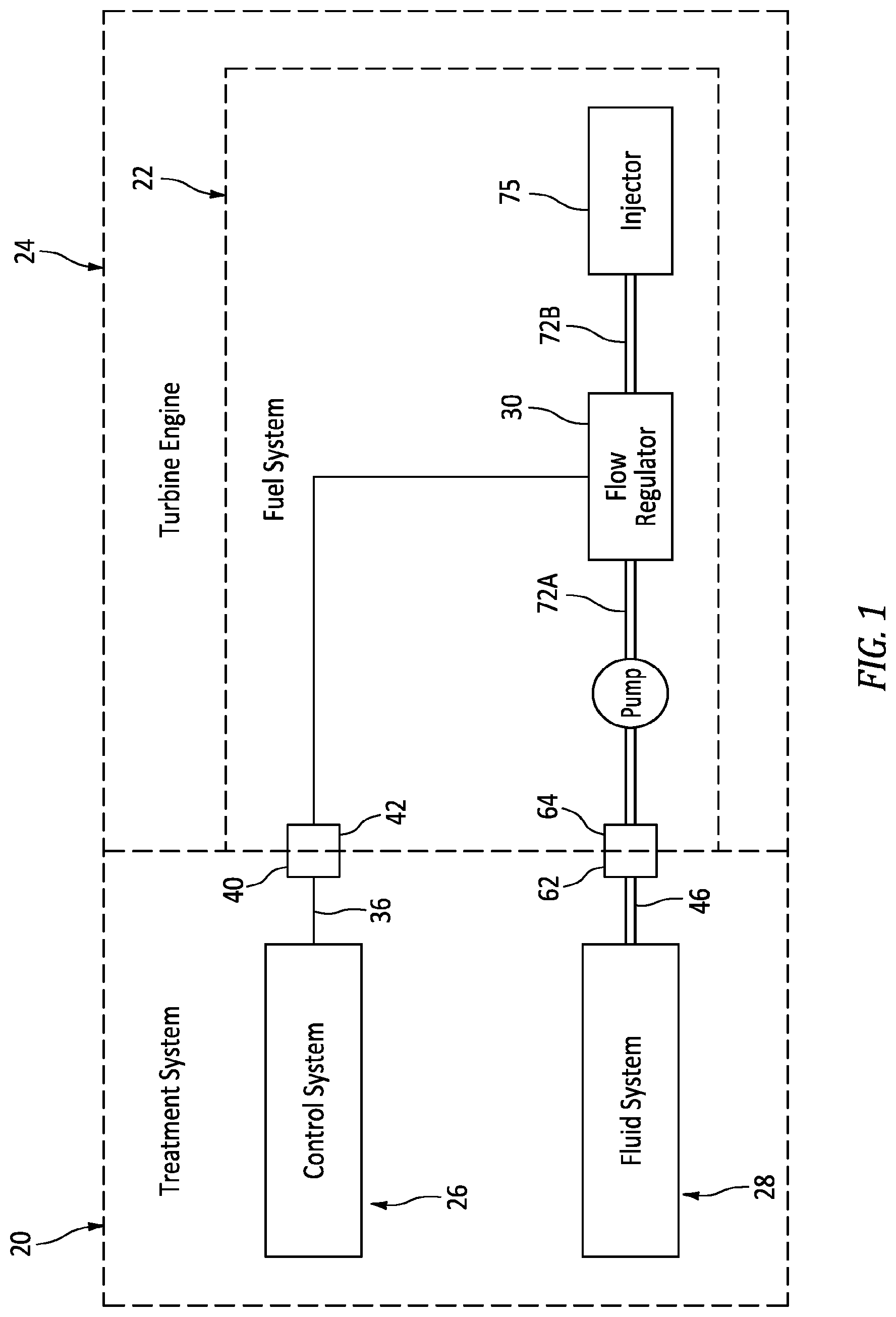 Patent US12366220 — De-preserving a fuel system of a turbine engine — Figure 1