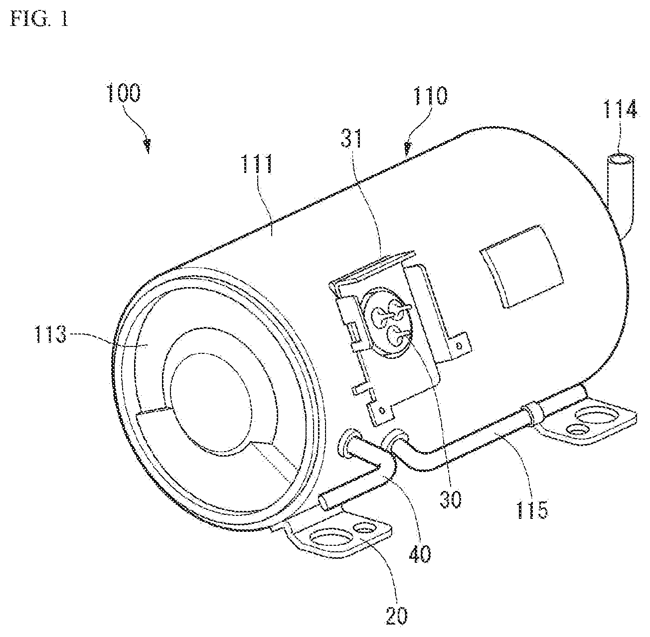 Patent US12366235 Figure 1 – Linear compressor