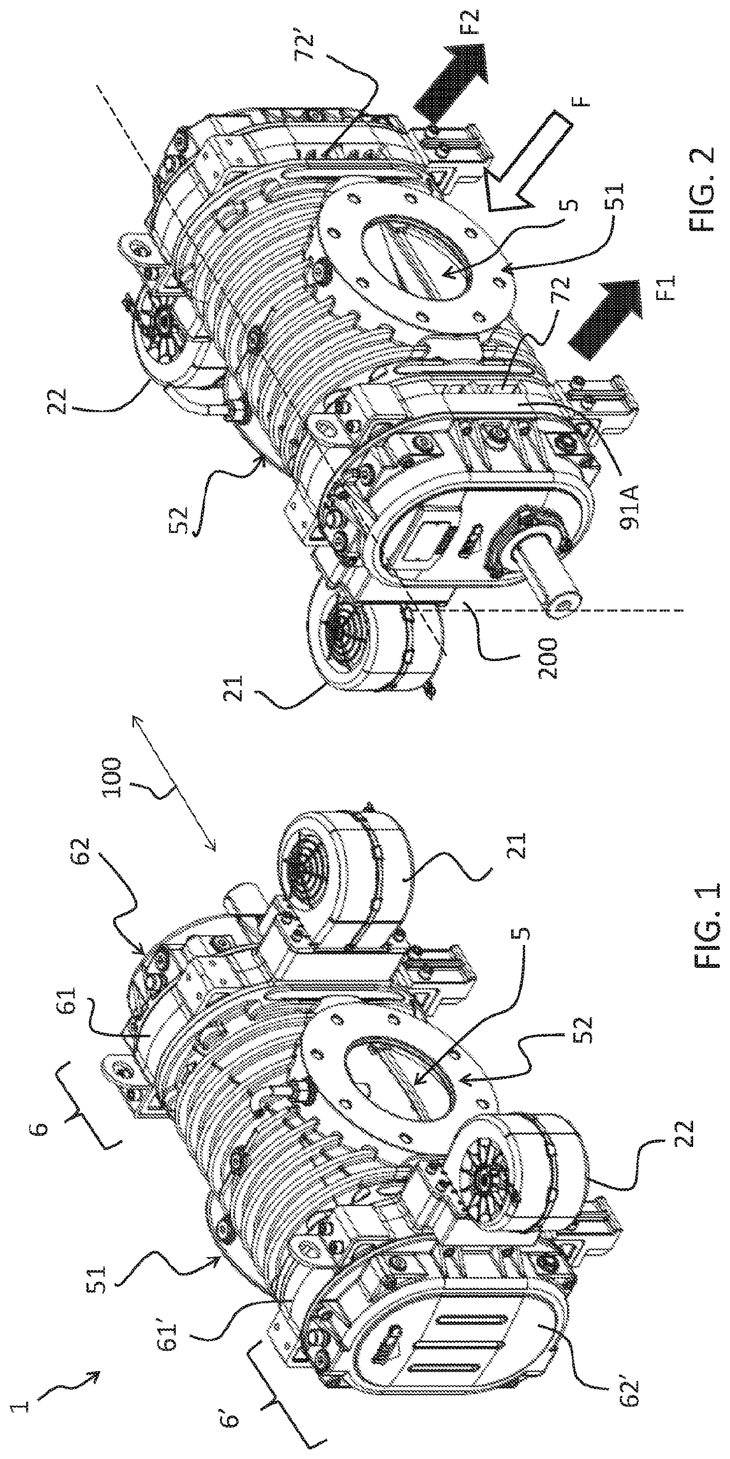Patent US12366248 — Volumetric lobe compressor for an equipment and/or a suction compression plant of material in liquid, gaseous, solid, powder, or slurry form — Figure 1