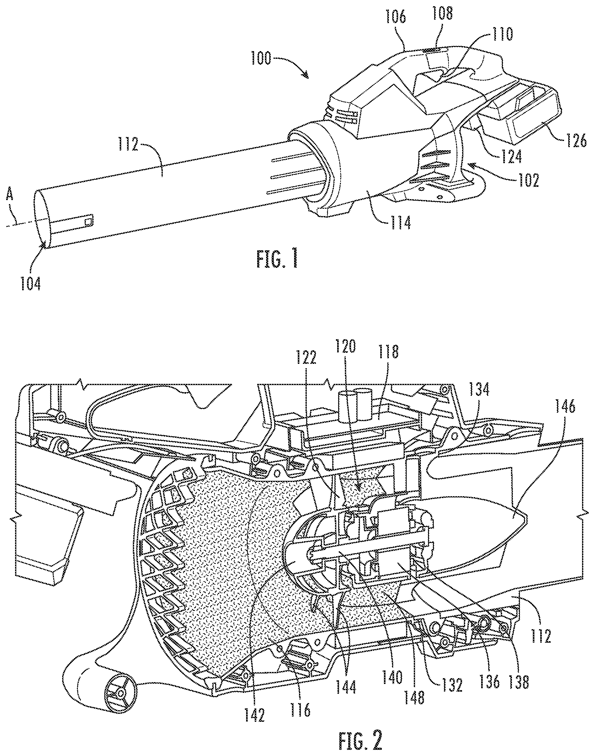 Patent US12366256 — Systems and methods associated with sound dampening in blowers — Figure 1