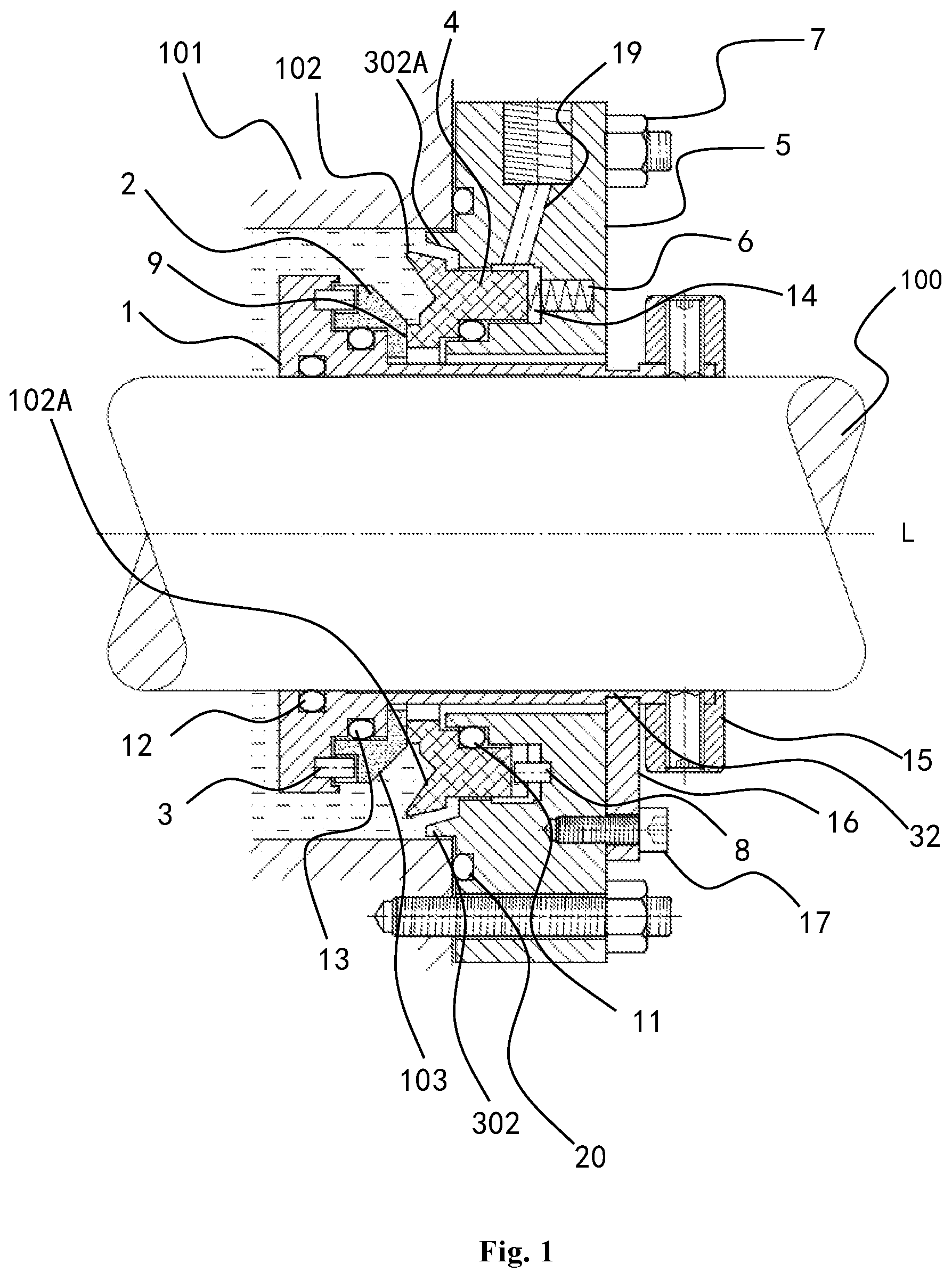 Patent US12366293 — Mechanical sealing device for sealing liquid — Figure 1