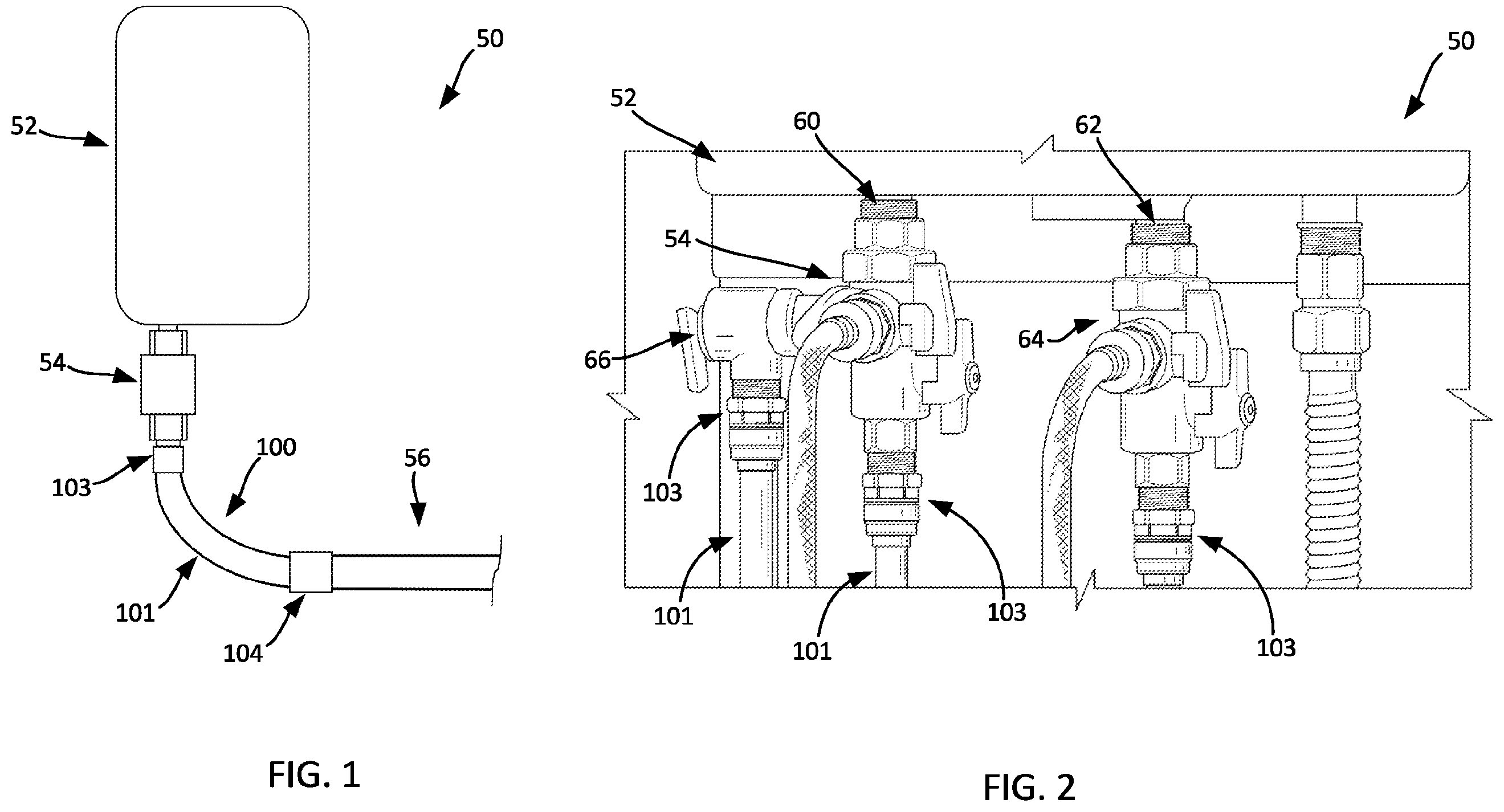 Patent US12366313 — Plumbing assembly with a swivel adapter and method of manufacturing the same — Figure 1