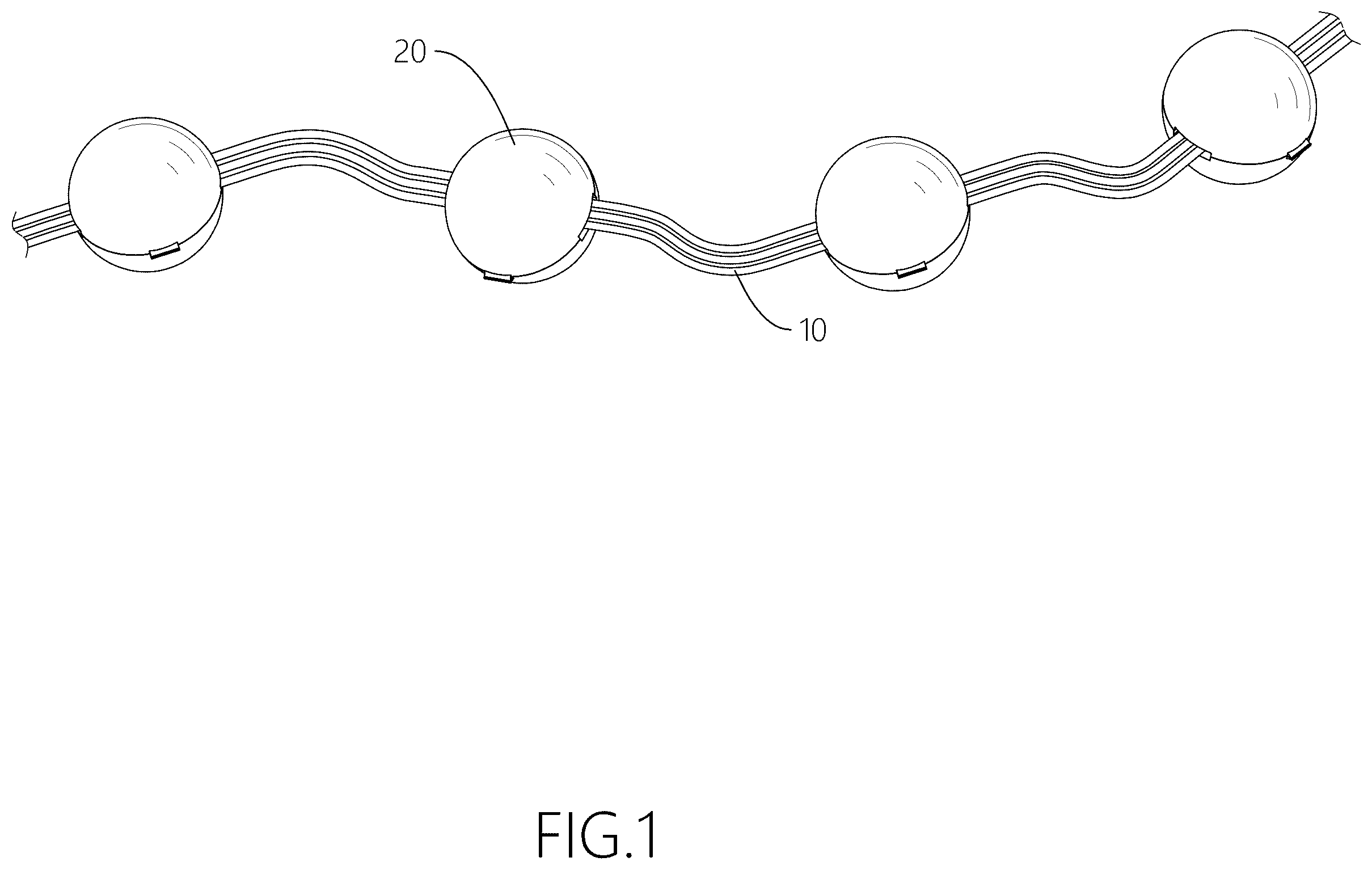 Patent US12366336 Figure 1 – String light assembly
