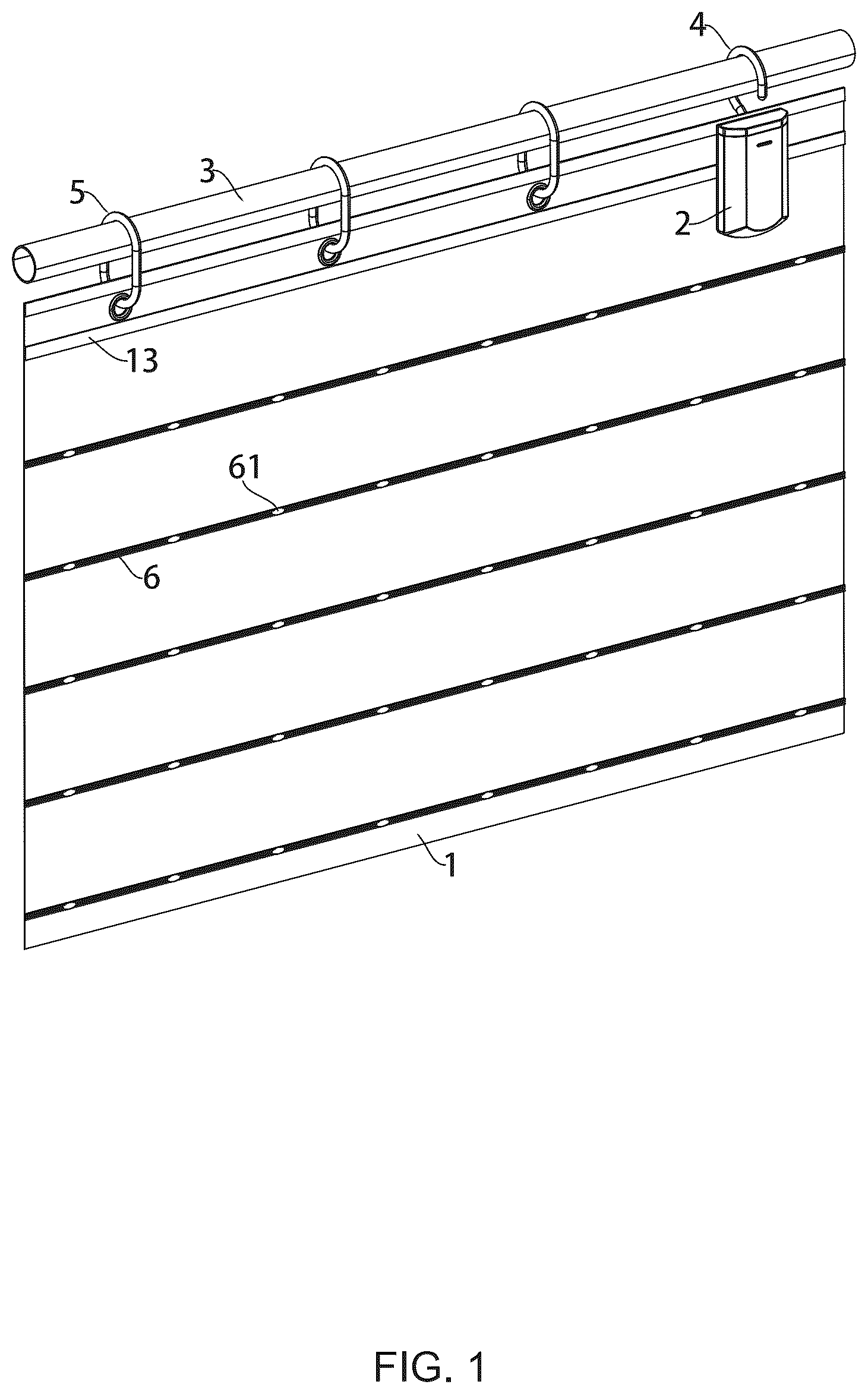 Patent US12366353 — Intelligent luminous shower curtain with built-in light source — Figure 1