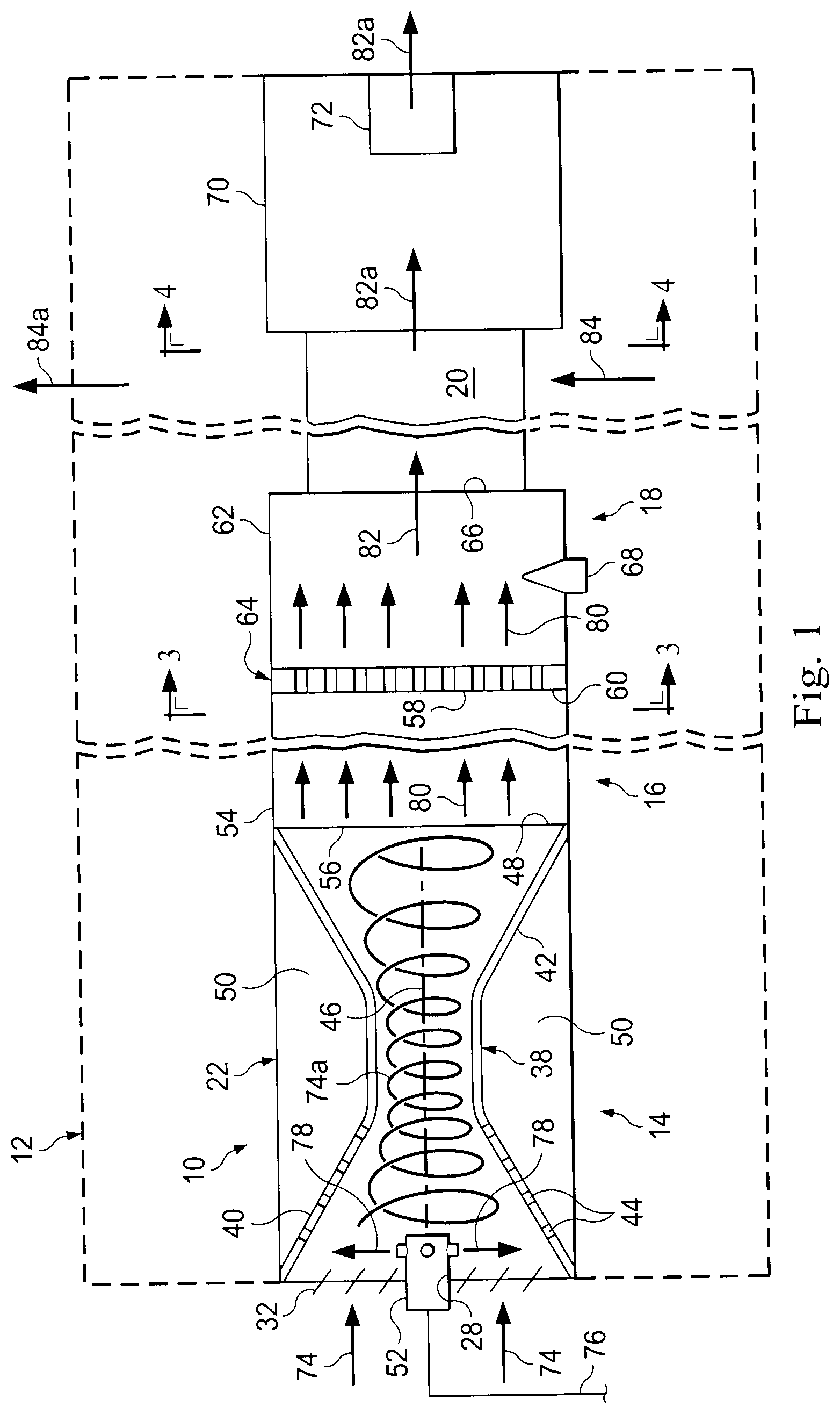 Patent US12366357 — Fuel/air mixture and combustion apparatus and associated methods for use in a fuel-fired heating apparatus — Figure 1