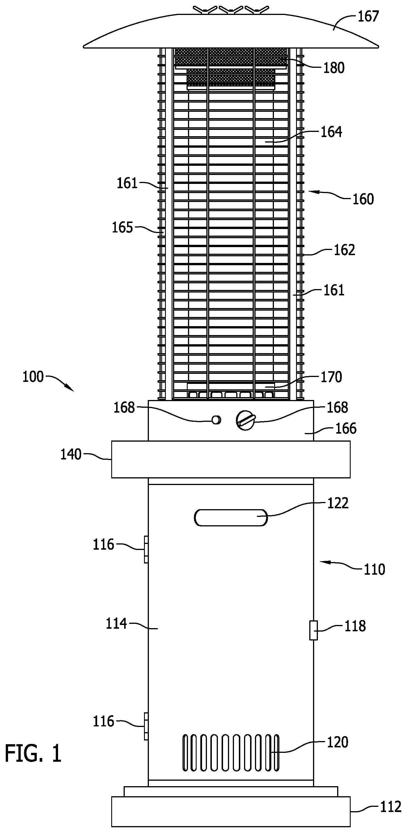 Patent US12366361 — Column heater with improved heat output — Figure 1