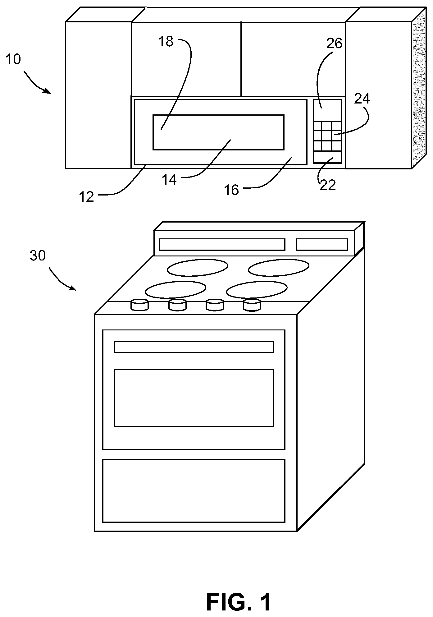 Patent US12366365 — Mounting bracket for over-the-range cooking appliance — Figure 1