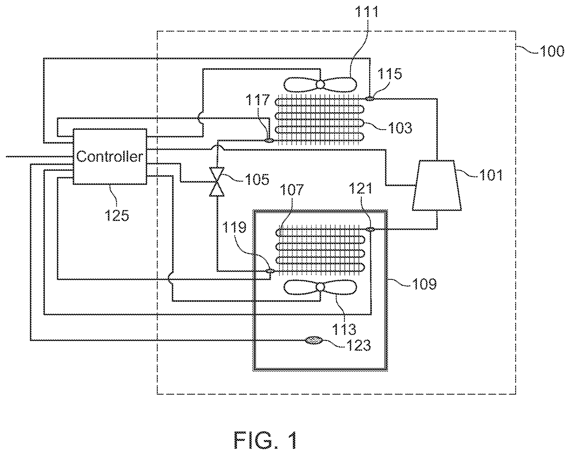 Patent US12366395 — System and method for monitoring an operation of a vapor compression cycle — Figure 1