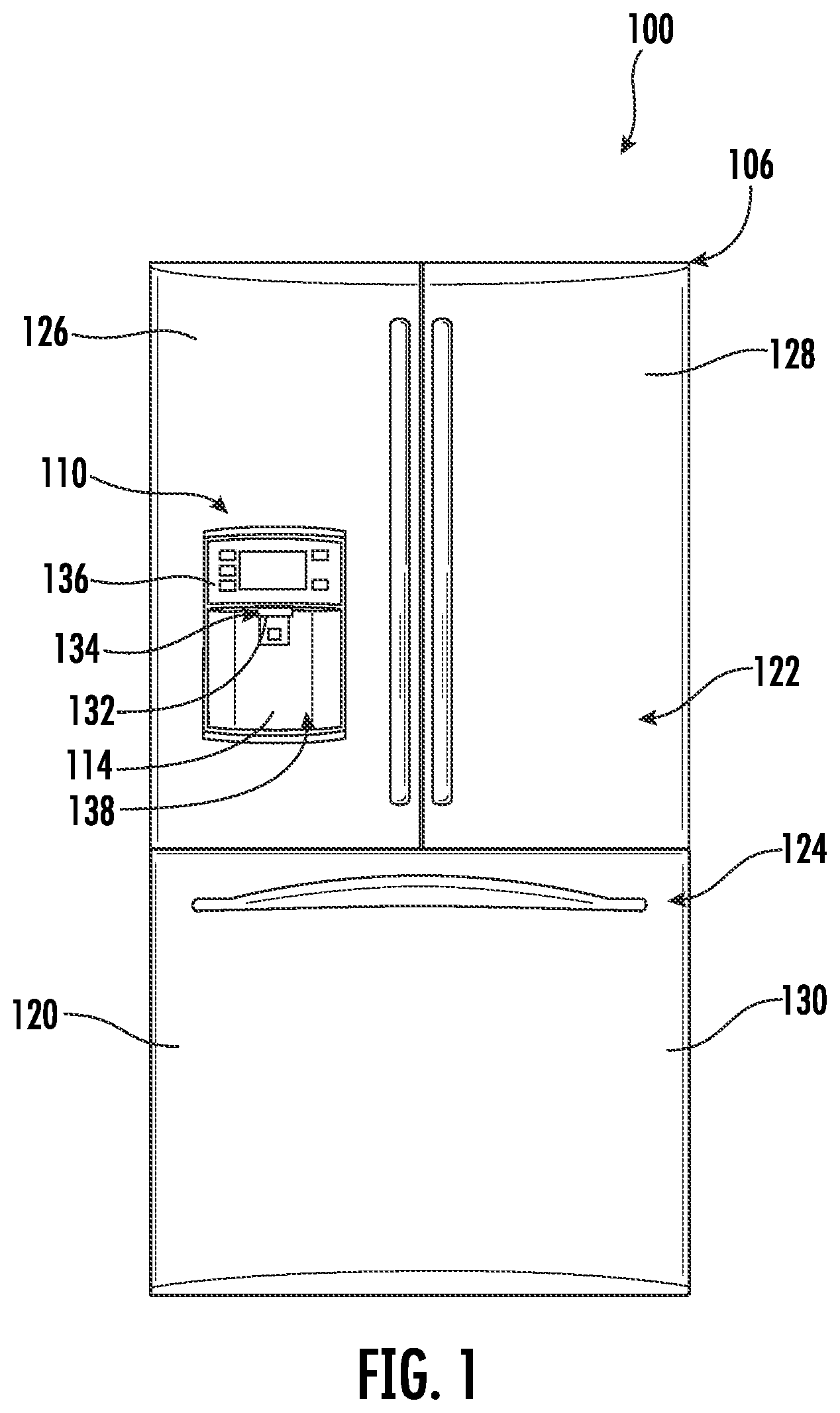 Patent US12366405 Figure 1 – Liquid dispenser with precise dispensation using a voice assistant