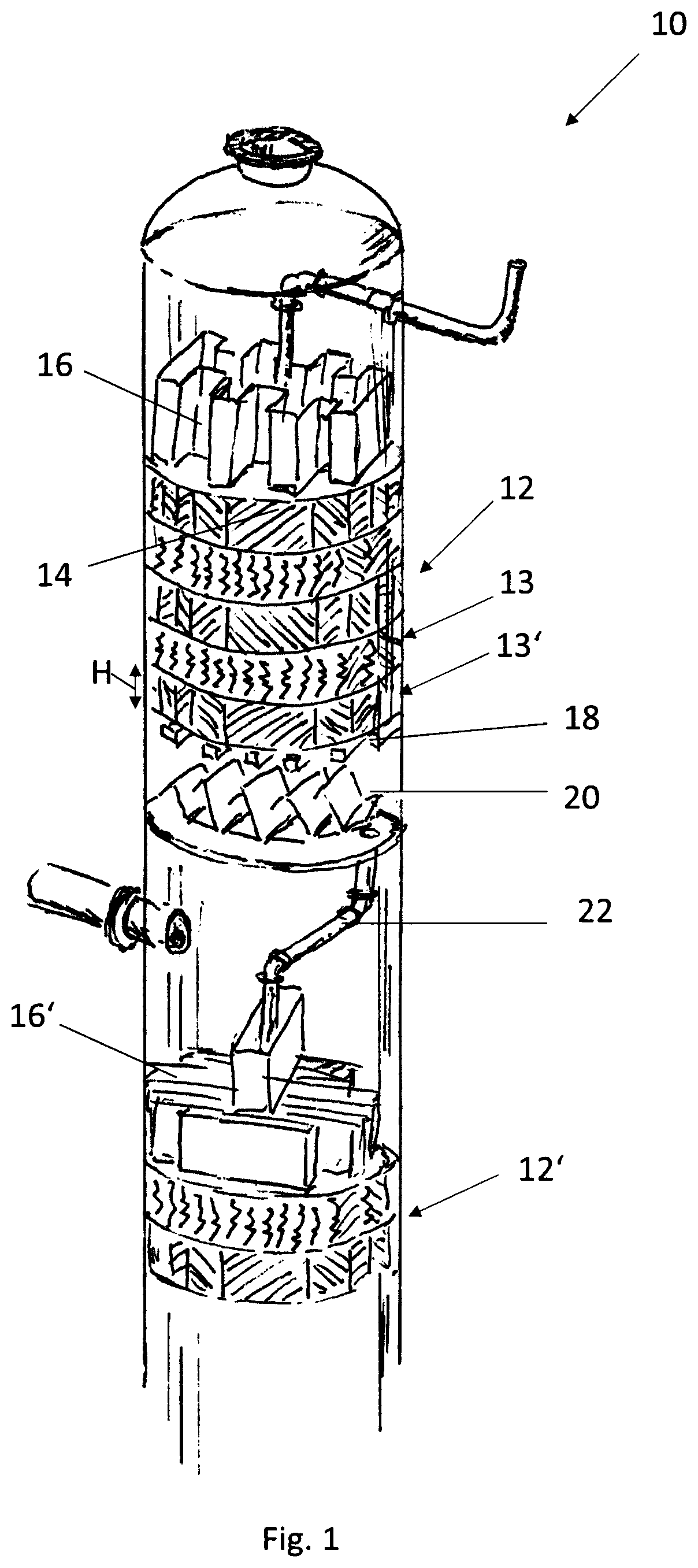 Patent US12366416 — Structured packing bed for high pressure mass transfer and/or heat exchange applications — Figure 1