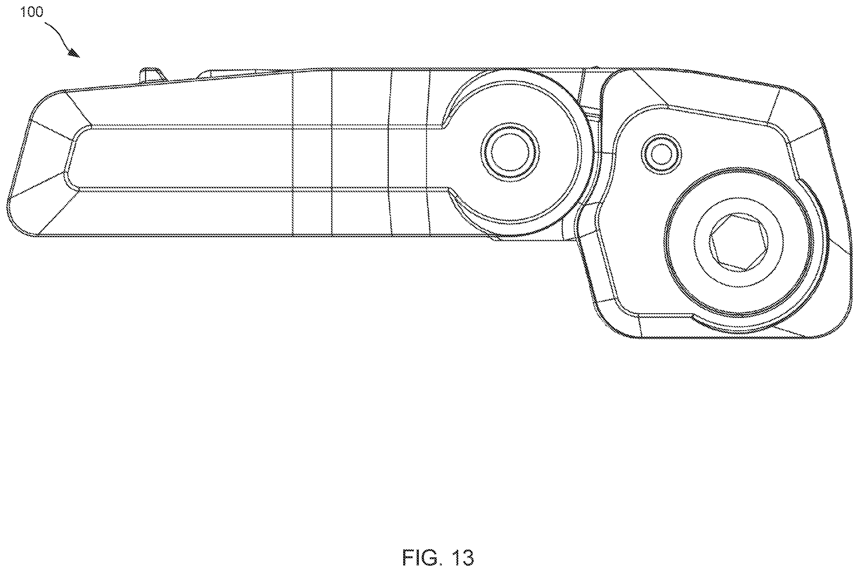 Patent US12366429 Figure 13 – Back-up sights with compact aperture, centering sight post, and miniaturized windage detent mechanism
