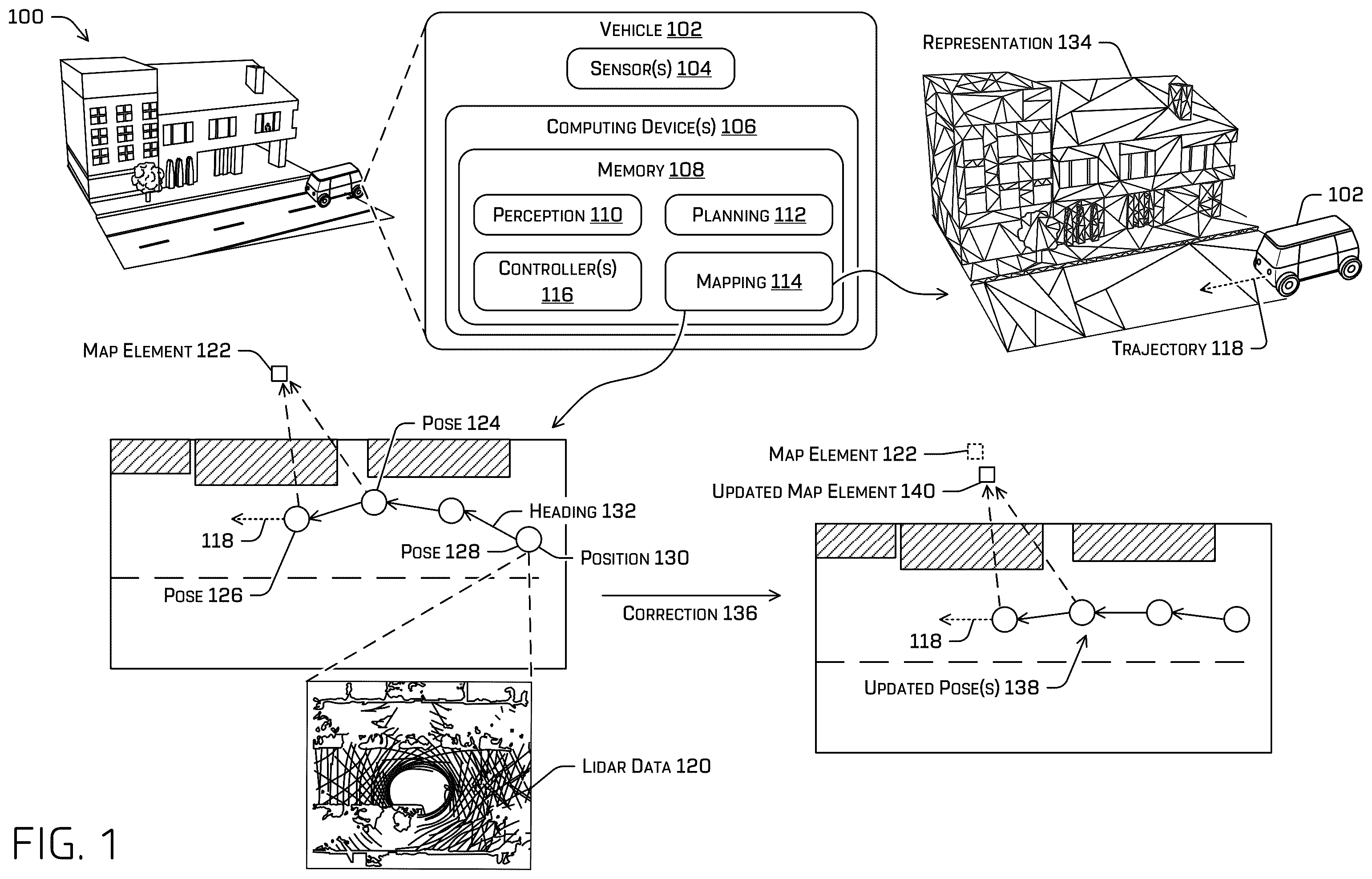 Patent US12366452 — Map annotation modification using sparse pose graph node updates — Figure 1