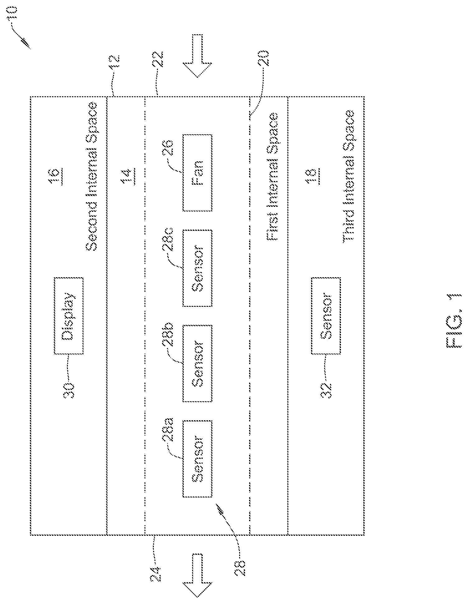Patent US12366564 — Wall mountable sensor module with improved IAQ sensor response time — Figure 1