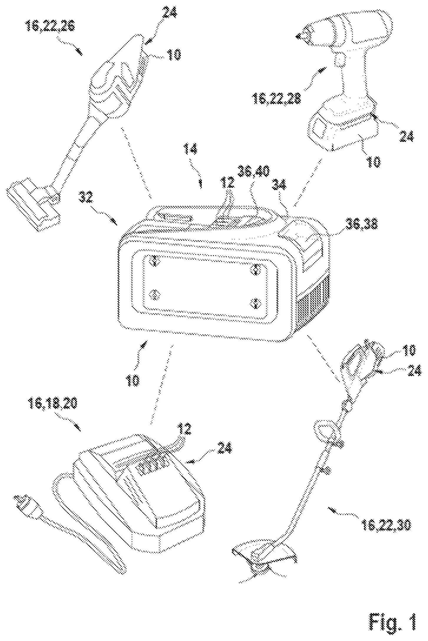 Patent US12366608 Figure 1 – Method for detecting electrical fault states of a removable battery pack and/or an electrical device that can be connected to the removable battery pack, and system for carrying out the method