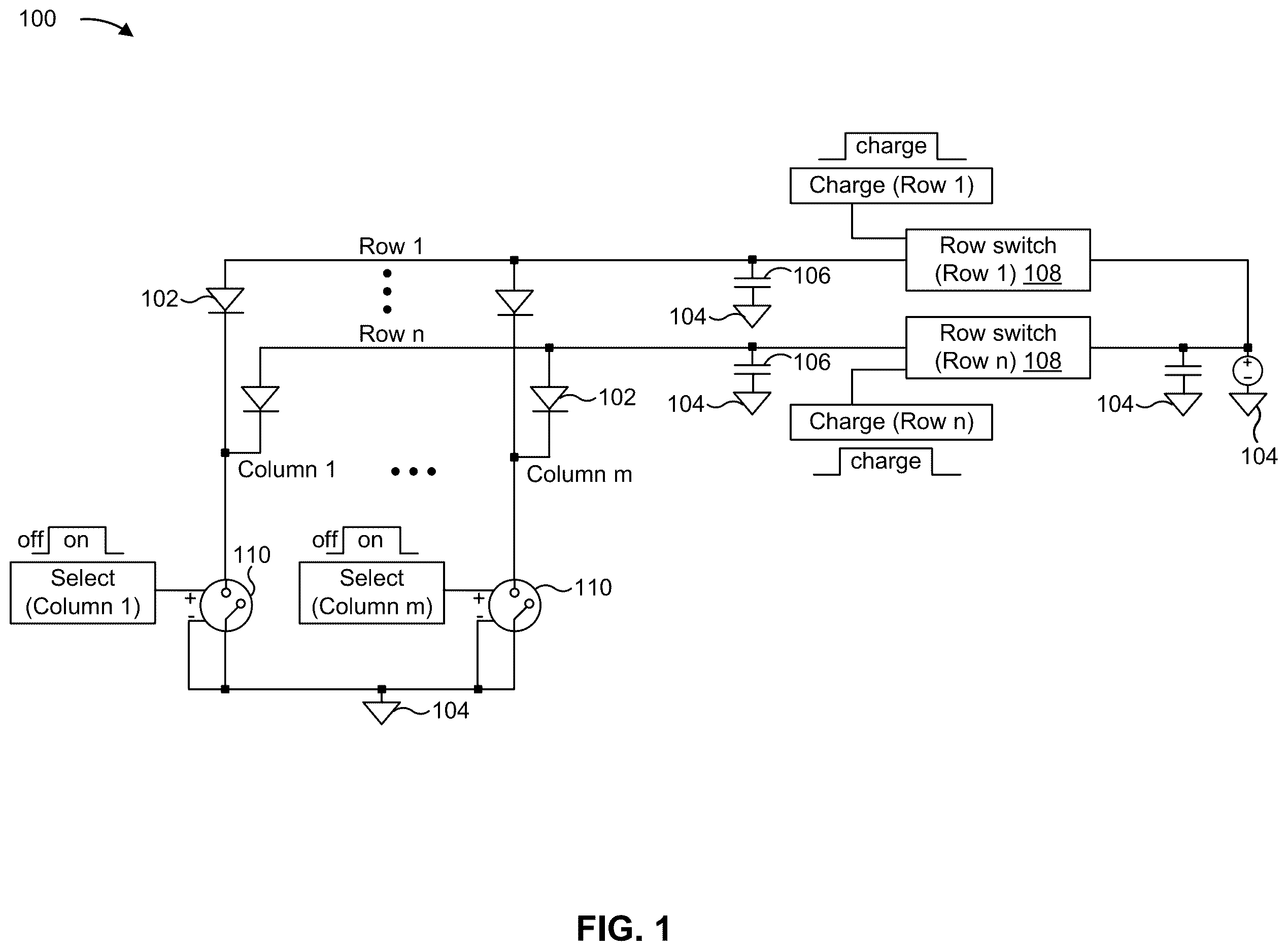 Patent US12366638 — Driver circuit for an addressable array of optical emitters — Figure 1