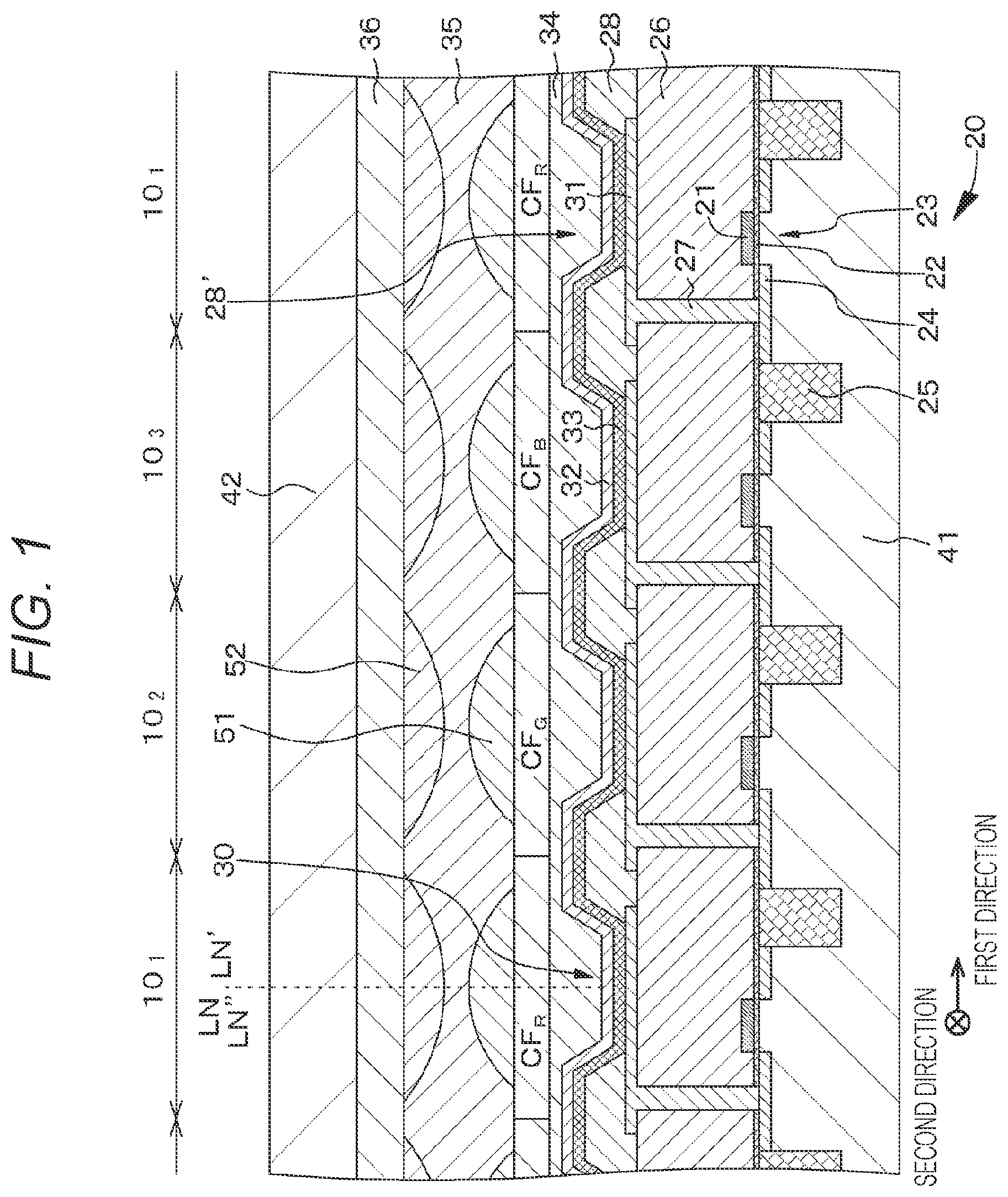 Patent US12366685 — Light emitting element, display device, and method for manufacturing display device — Figure 1