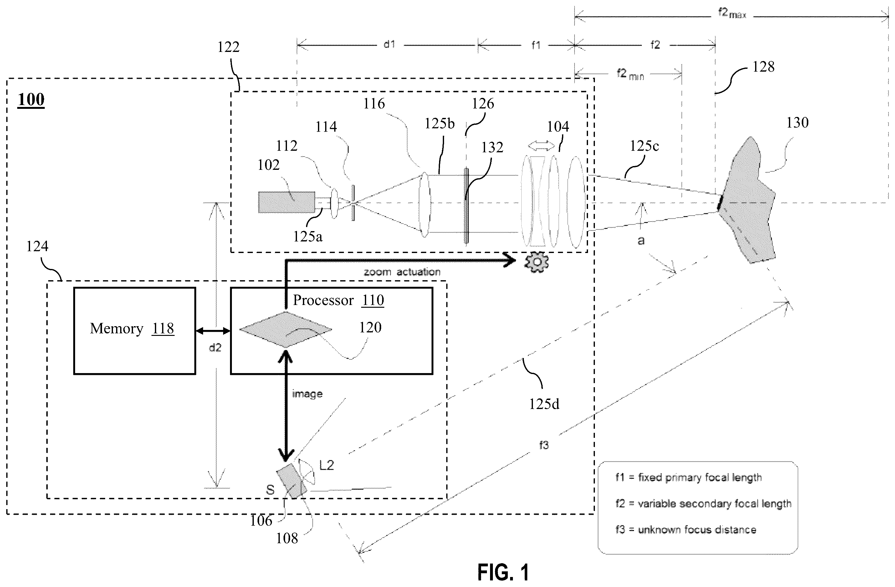Patent US12366686 — Optical systems and methods for active autofocus — Figure 1